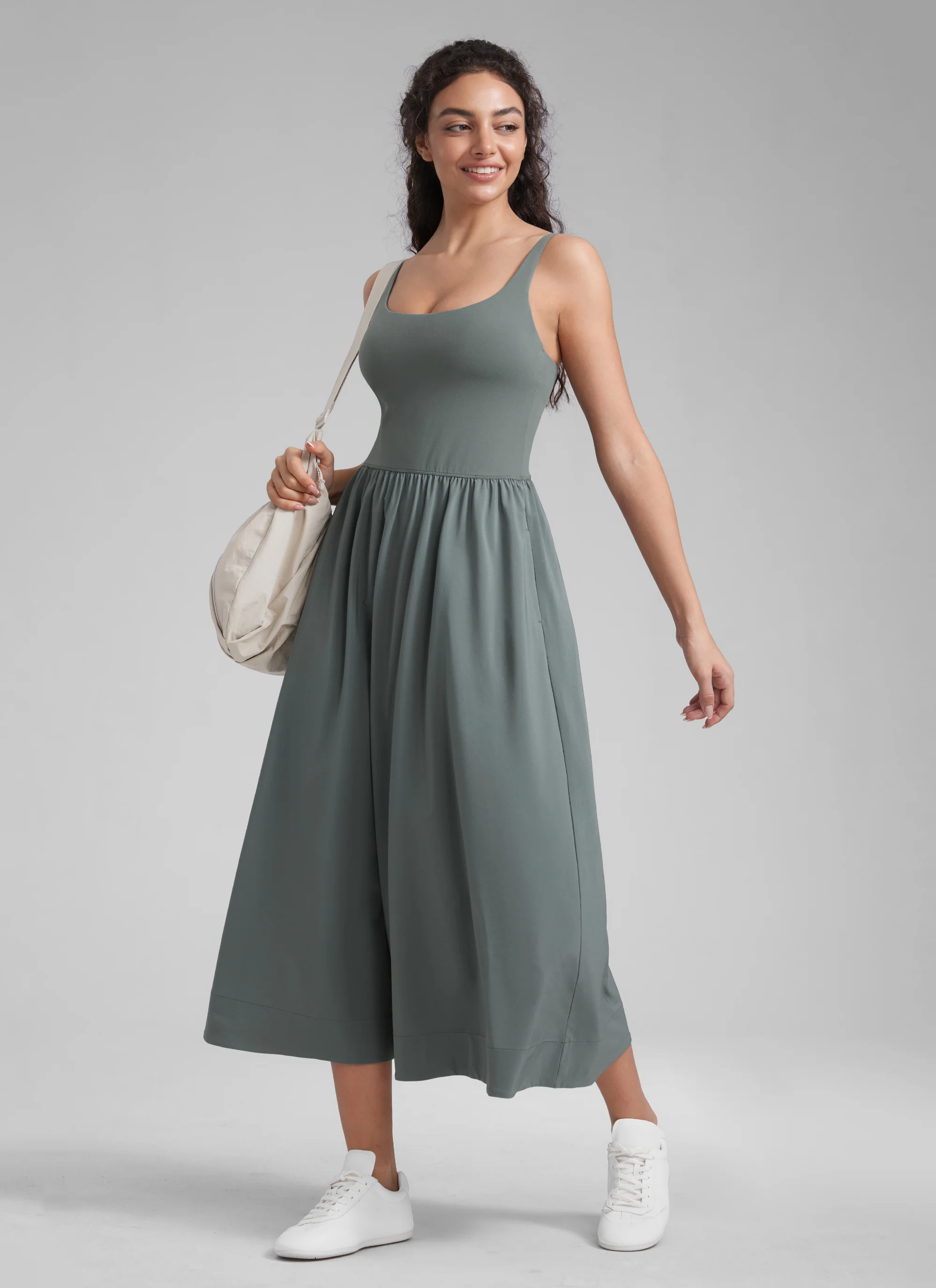 Square Neck Sleeveless Pocket Dress - Image 13