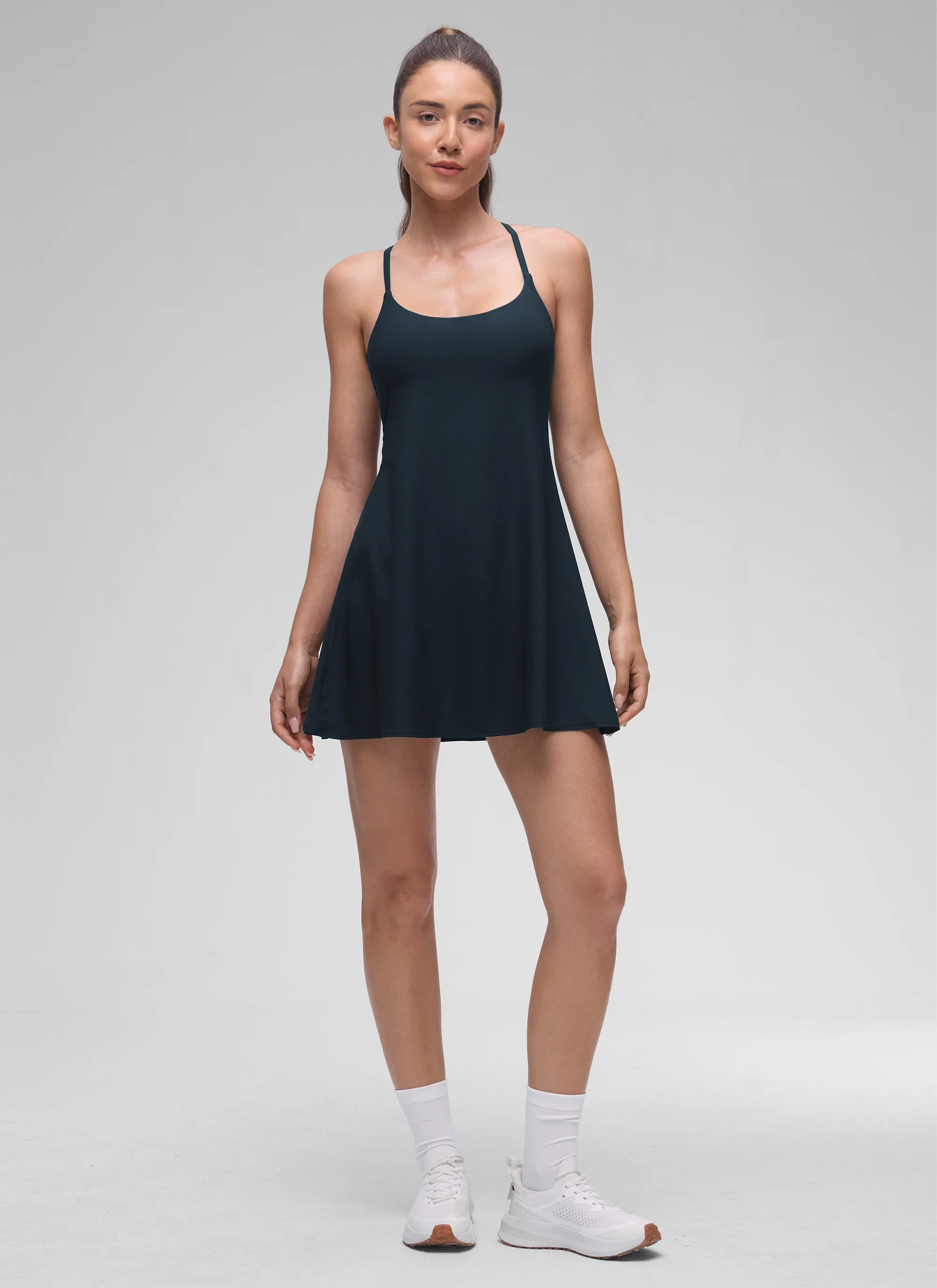 Feathery-Fit Drapey Built in Bra Liner Dress - Image 12