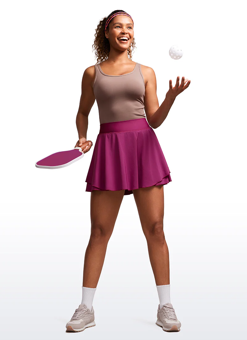 Feathery-Fit Soft Flat Waist Ruffle Layered Tennis Skirts 15'' - Image 11