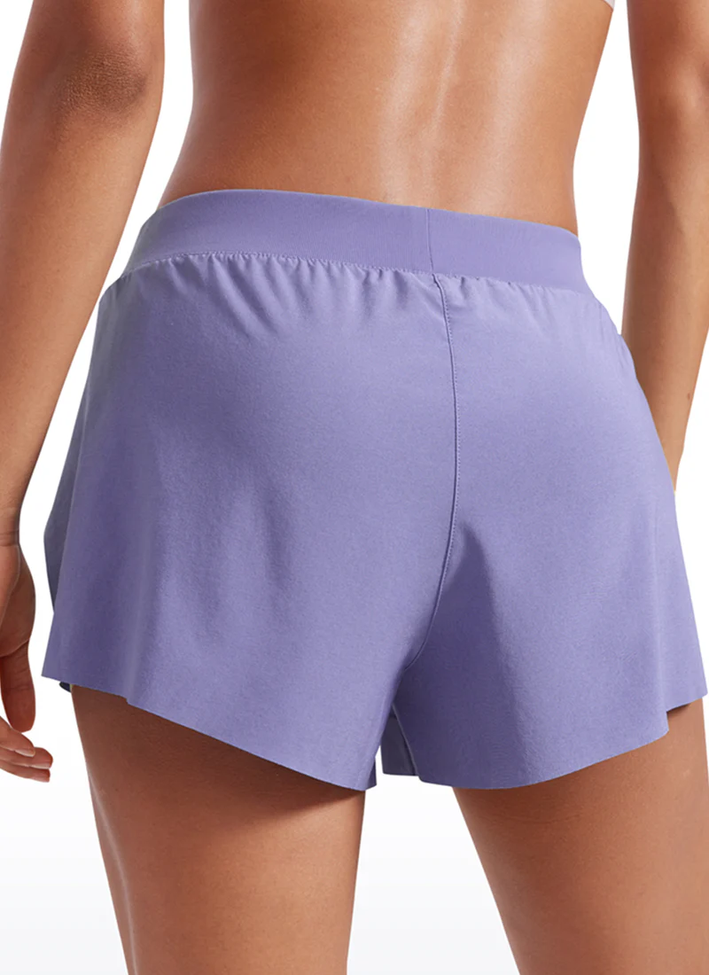 Feathery-Fit Soft Low Waisted V Split Mesh Lined Shorts 2.5'' - Image 5
