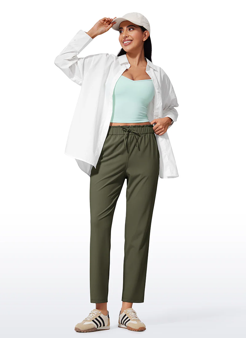 Stretch Drawstring High Waist 7/8 Pants with Pockets 27'' - Image 11