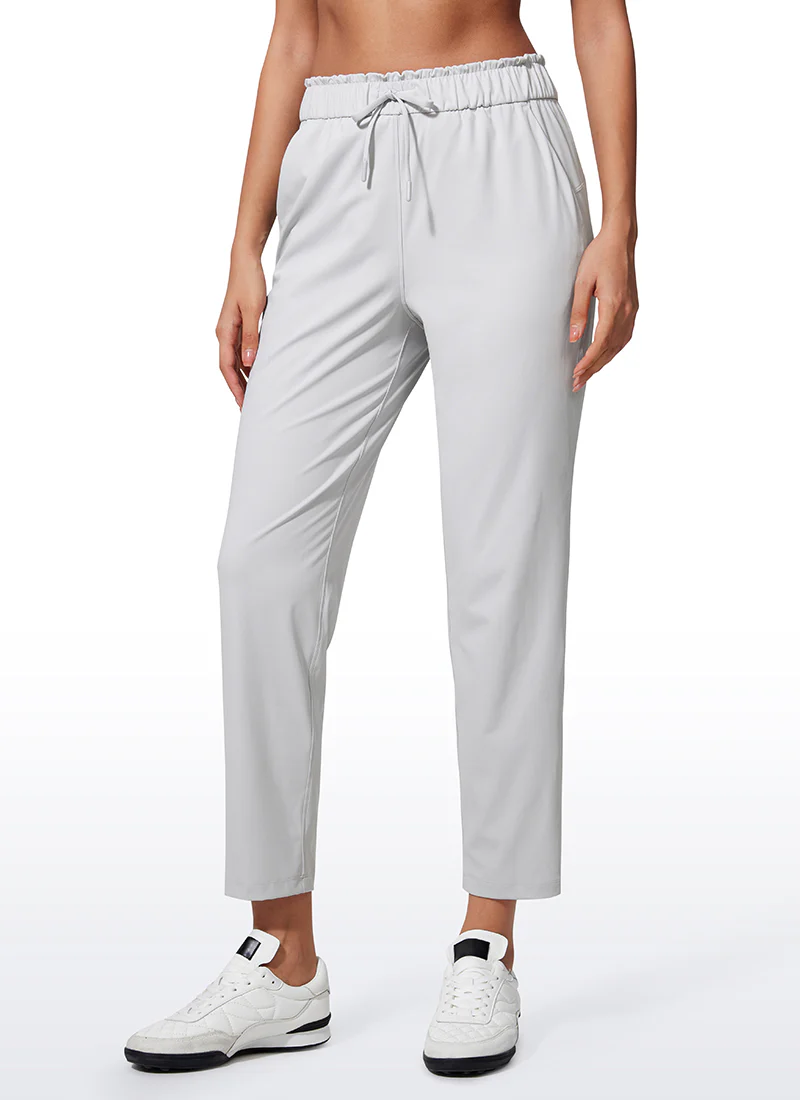 Stretch Drawstring High Waist 7/8 Pants with Pockets 27'' - Image 13