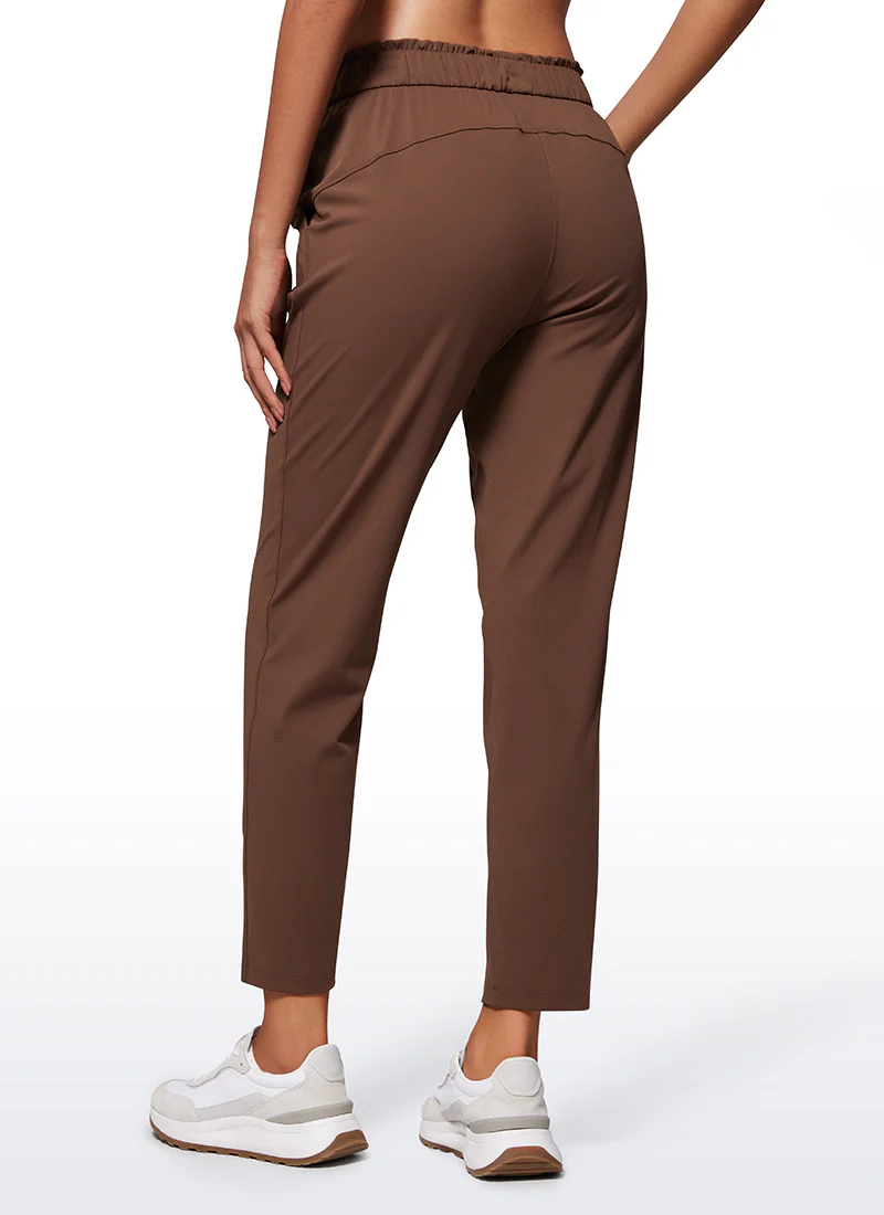 Stretch Drawstring High Waist 7/8 Pants with Pockets 27'' - Image 2
