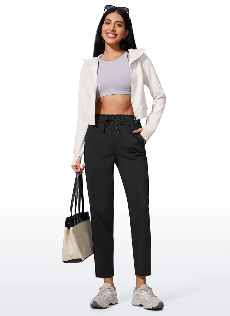 Stretch Drawstring High Waist 7/8 Pants with Pockets 27'' - Image 7