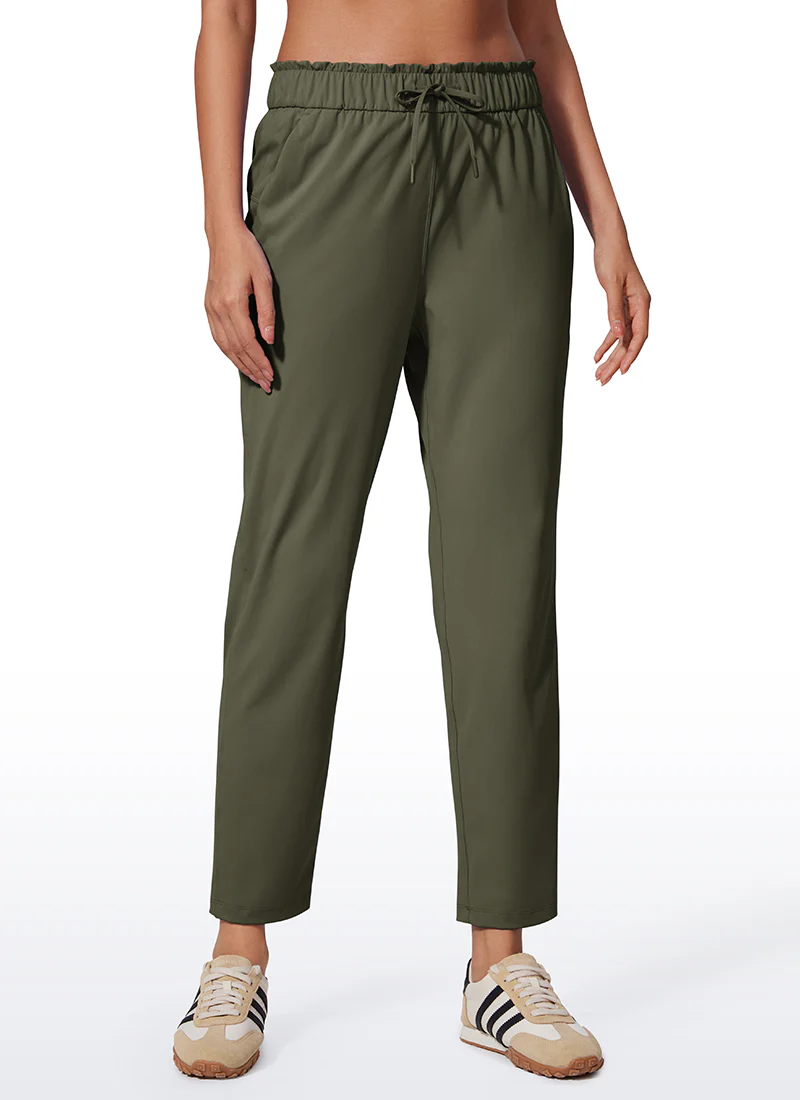 Stretch Drawstring High Waist 7/8 Pants with Pockets 27'' - Image 9