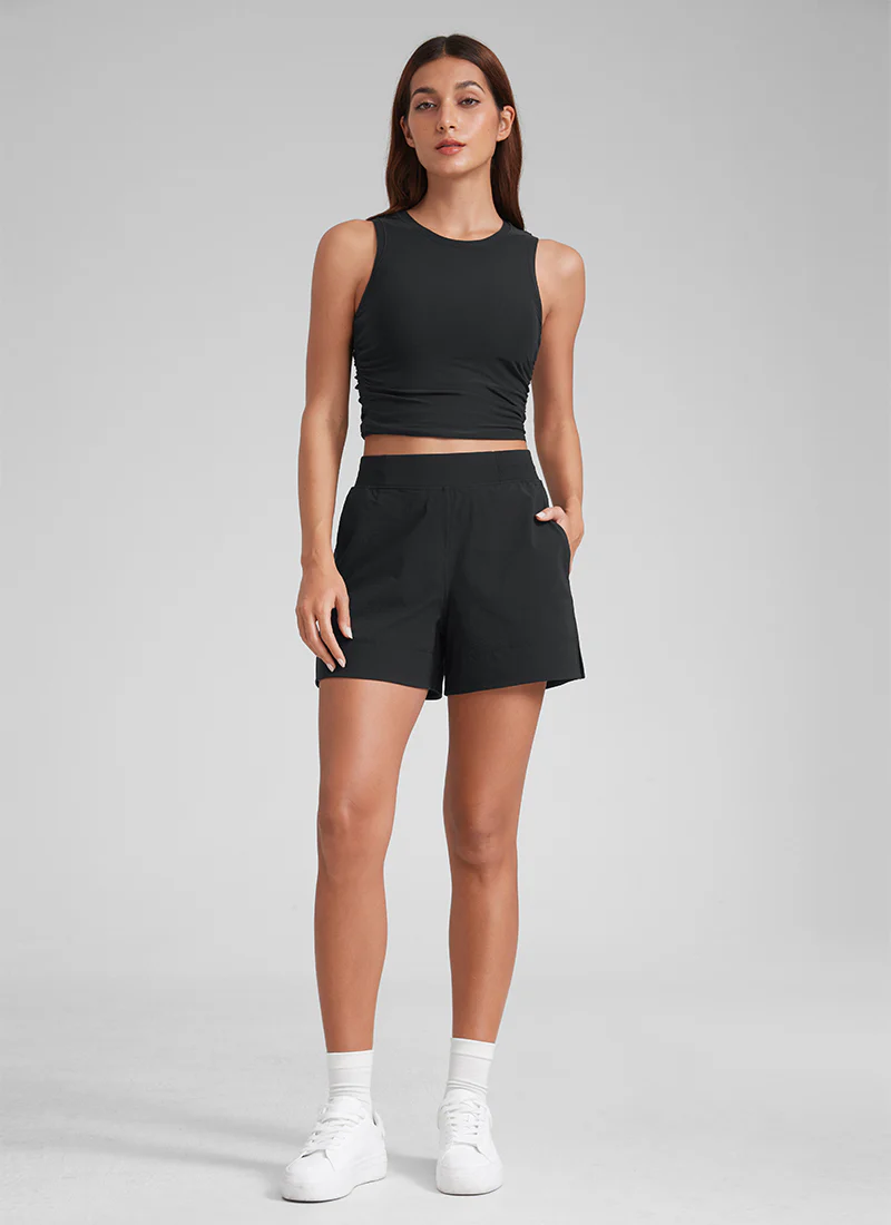 Linerless High Rise V Slit Pocket Shorts 4" - Image 12