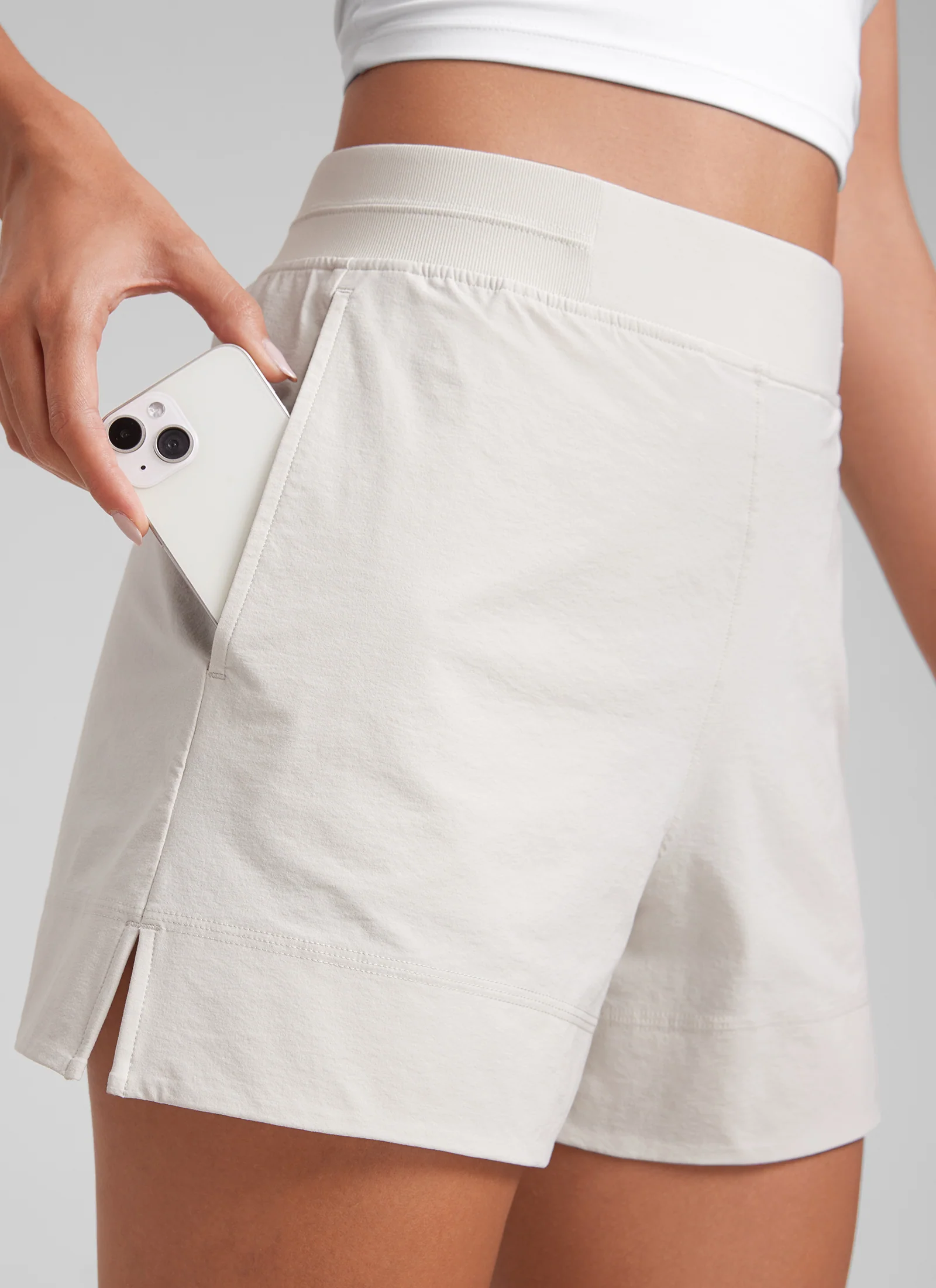 Linerless High Rise V Slit Pocket Shorts 4" - Image 17