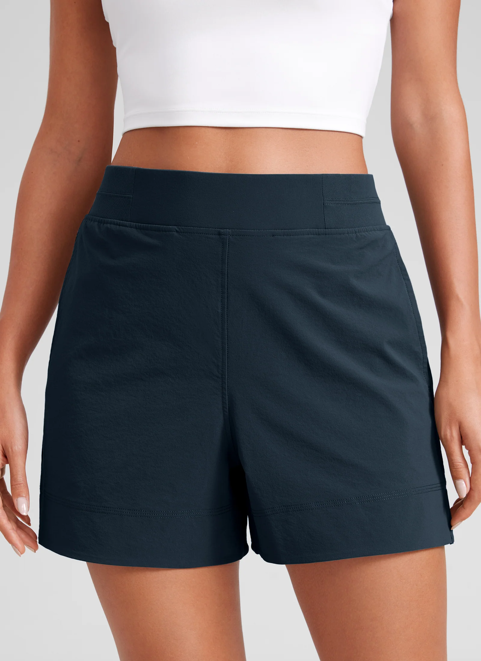 Linerless High Rise V Slit Pocket Shorts 4" - Image 21