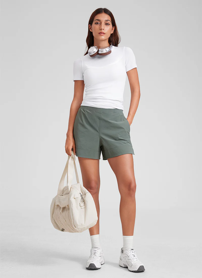 Linerless High Rise V Slit Pocket Shorts 4" - Image 6