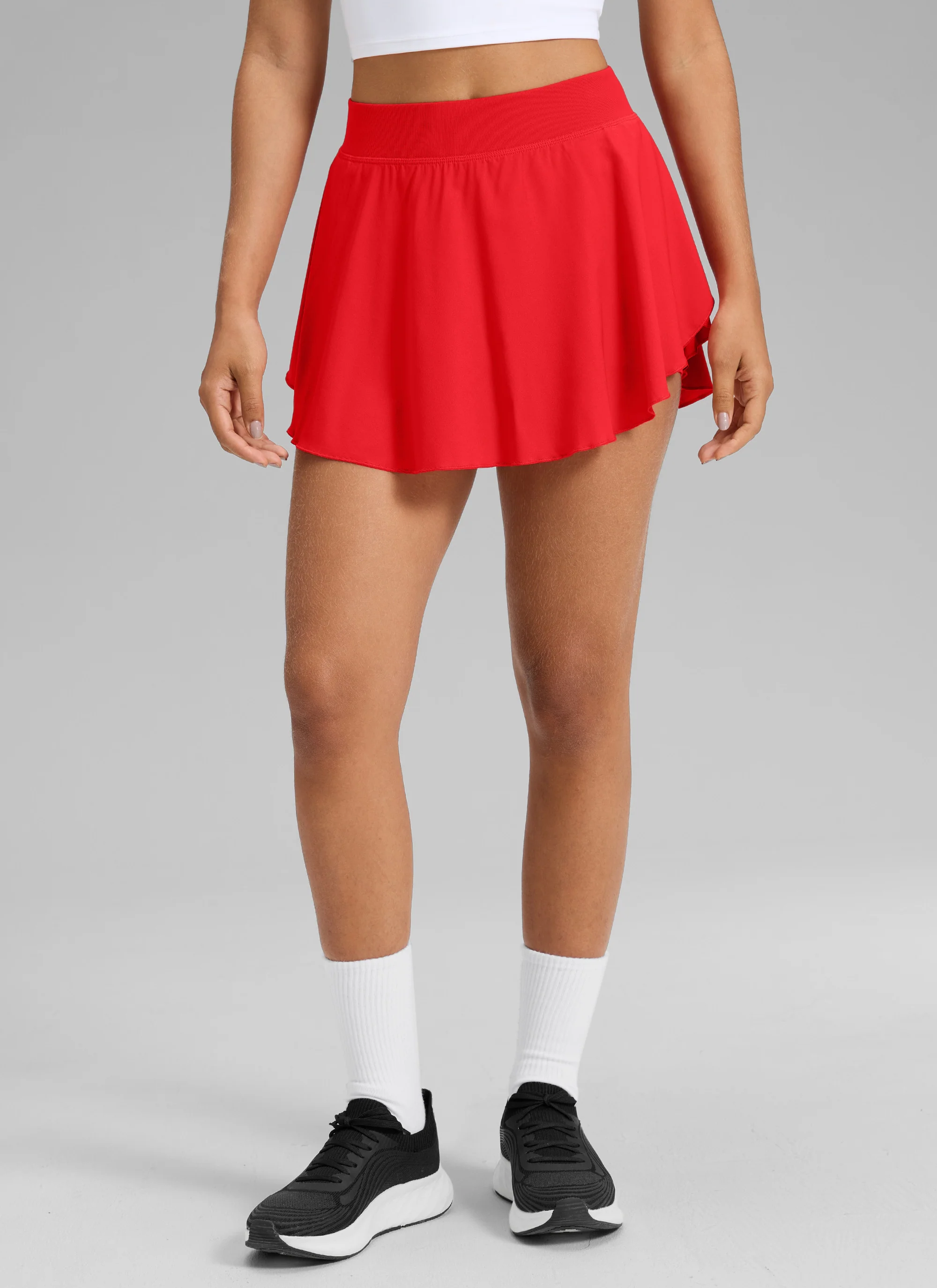 Feathery-Fit Drapey Side Slit Flowy Skirt 14'' - Image 26