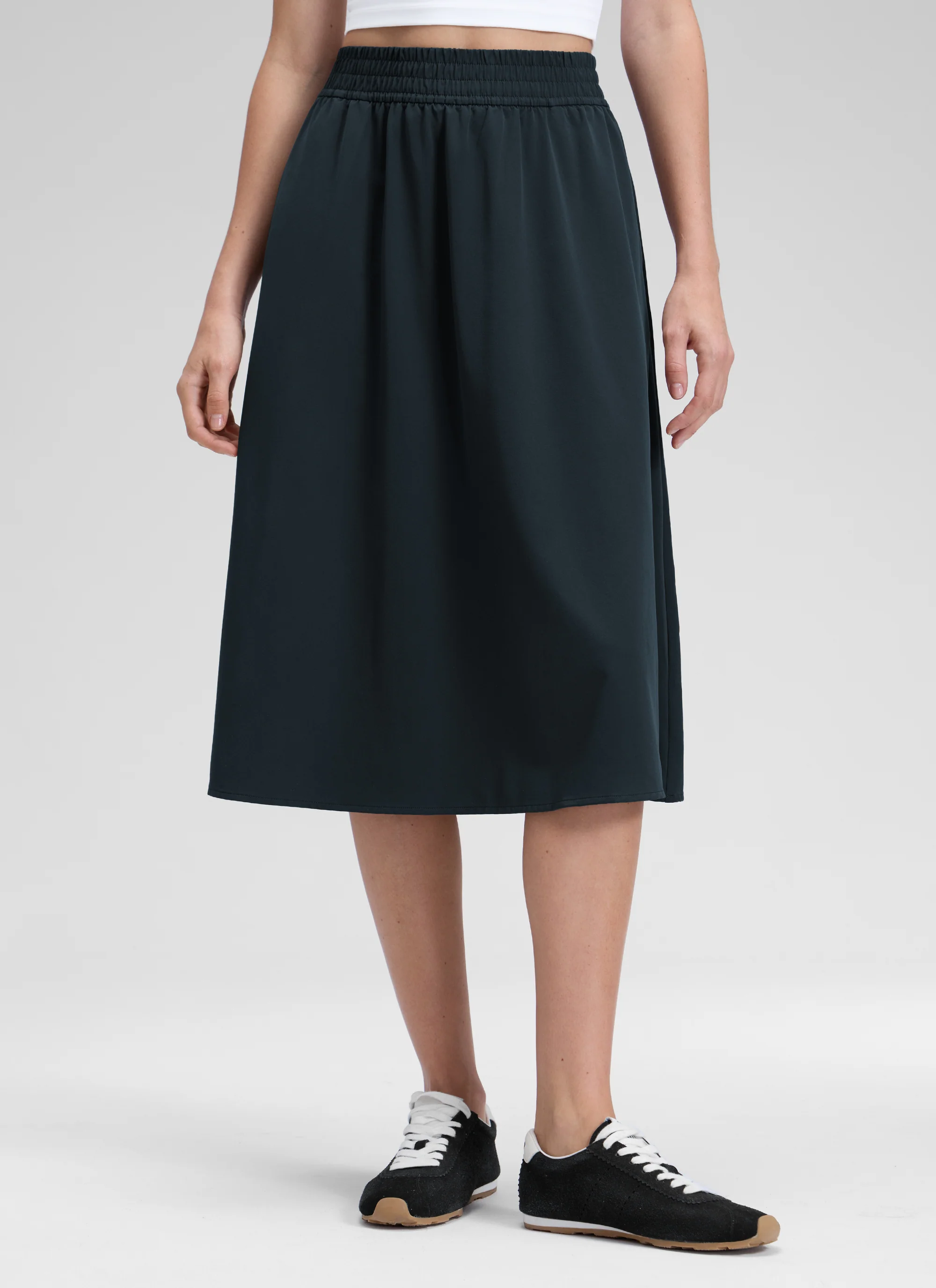 Feathery-Fit Drapey Pockets Midi Skirt - Image 11