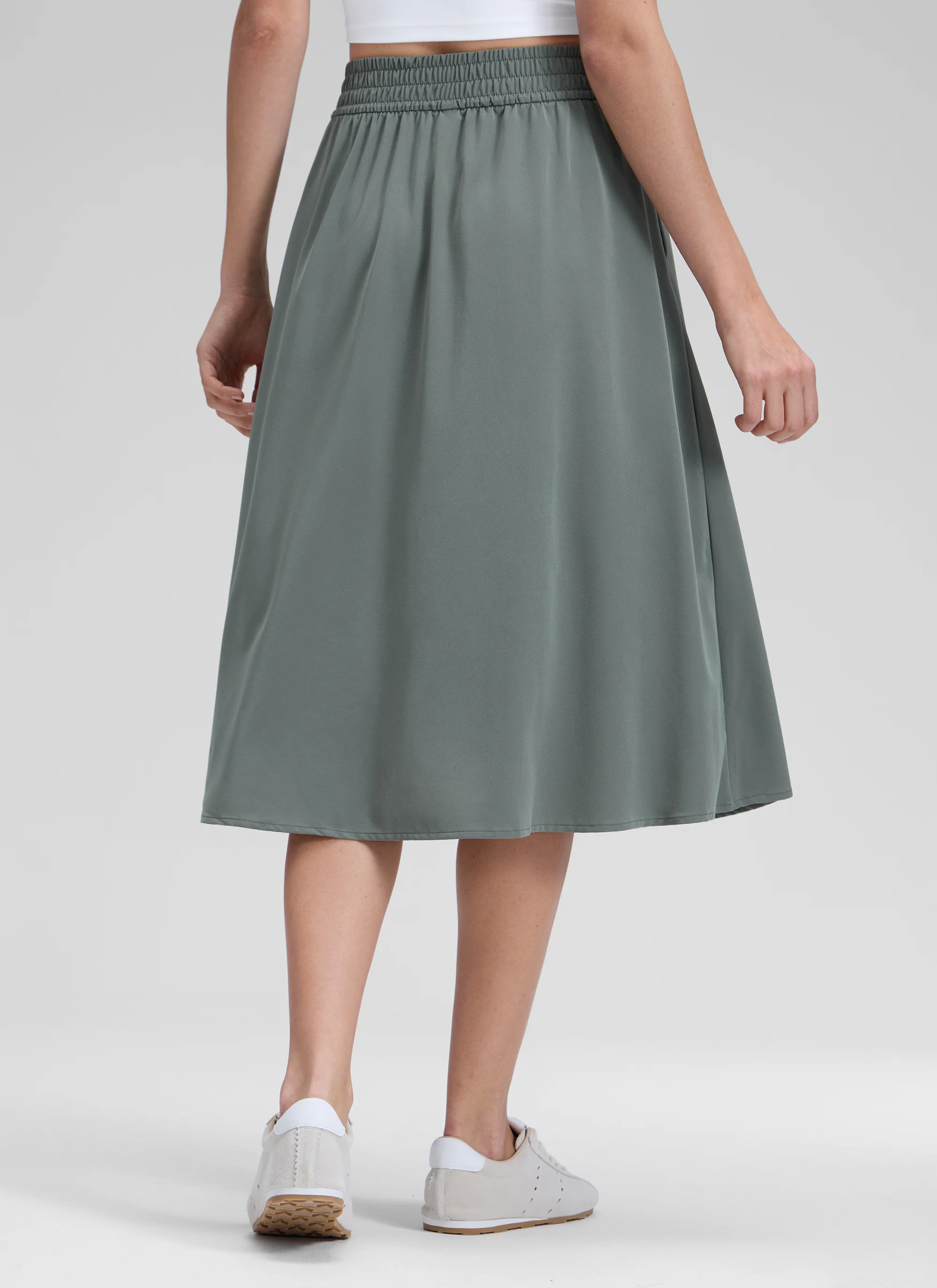 Feathery-Fit Drapey Pockets Midi Skirt - Image 2