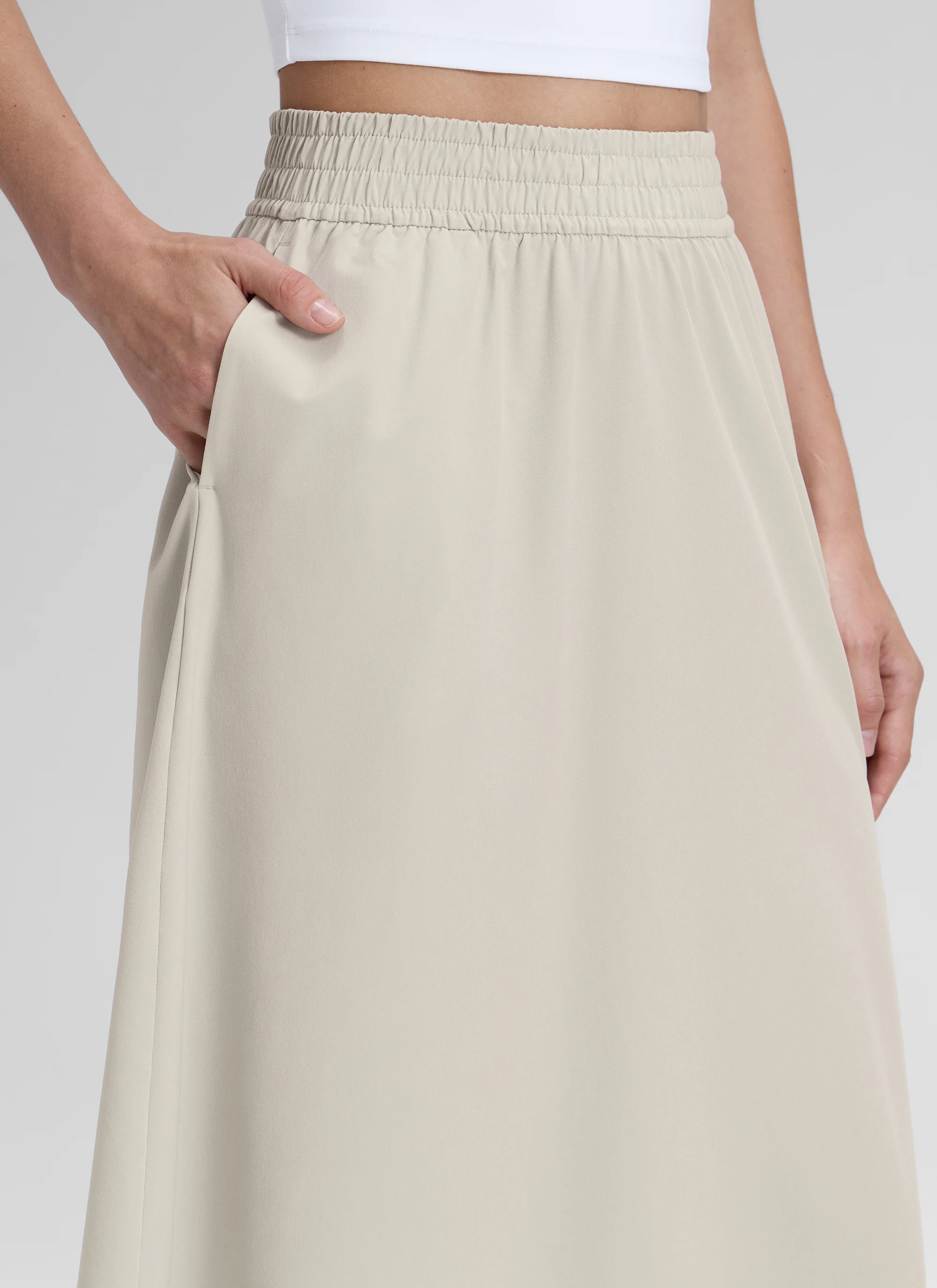 Feathery-Fit Drapey Pockets Midi Skirt - Image 22