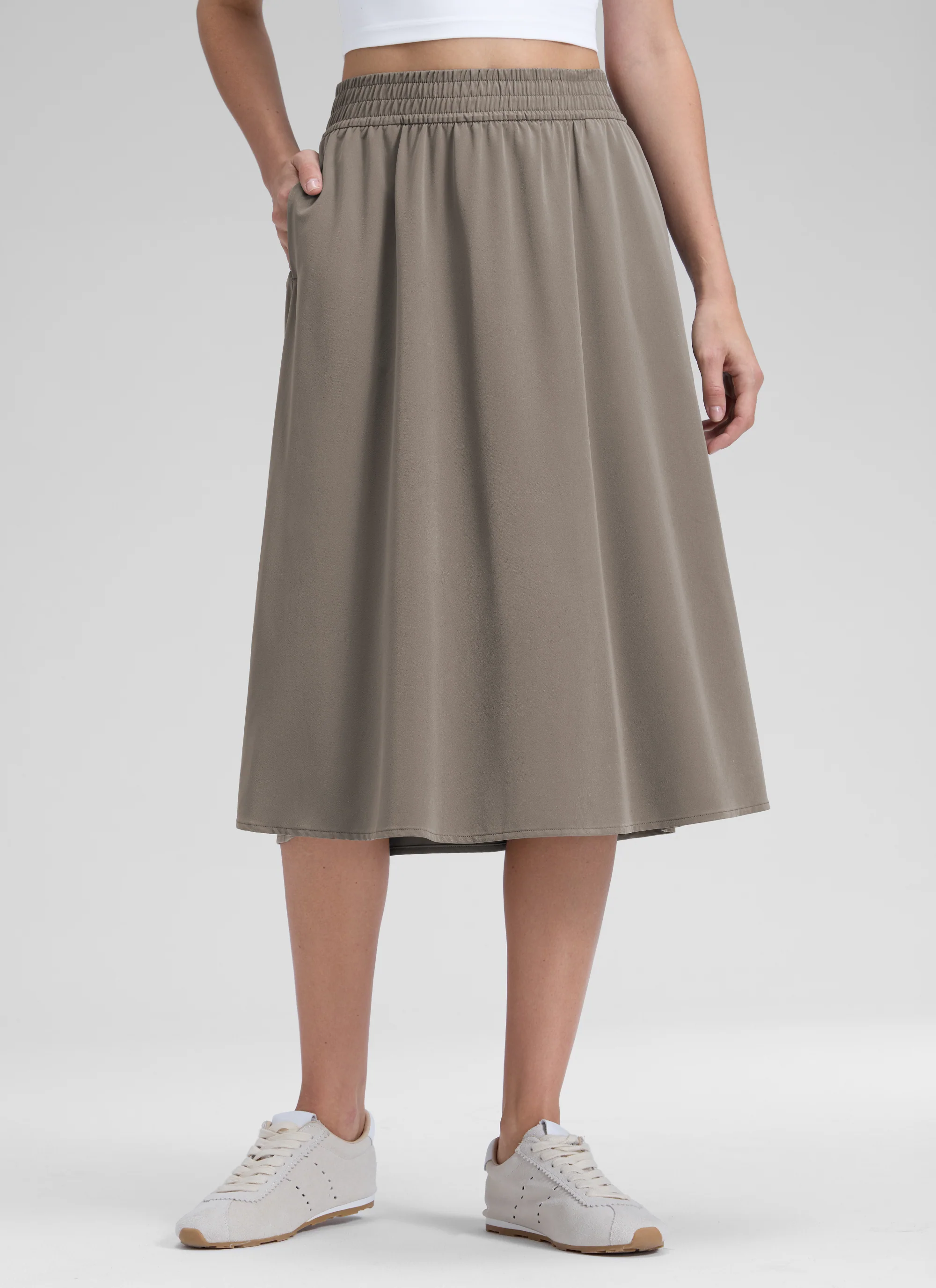 Feathery-Fit Drapey Pockets Midi Skirt - Image 23