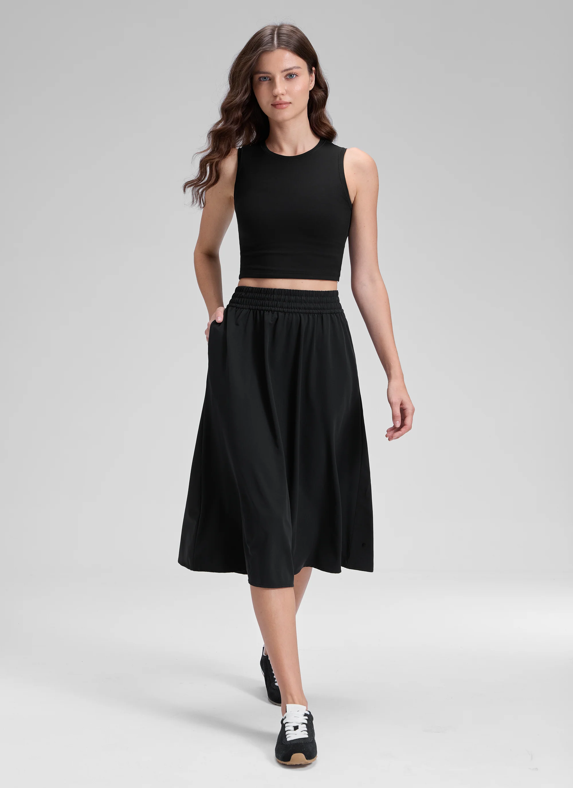 Feathery-Fit Drapey Pockets Midi Skirt - Image 8