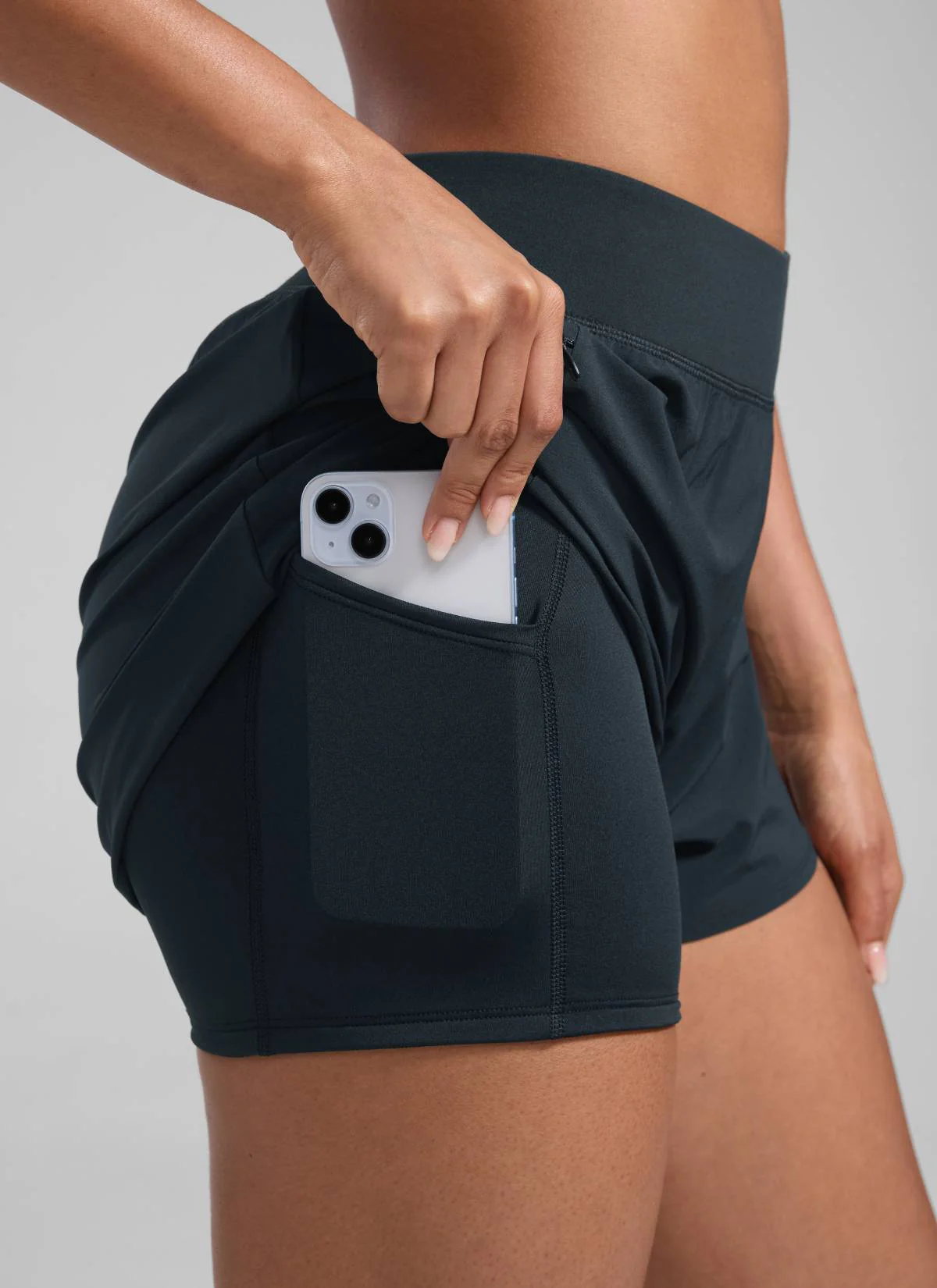Feathery-Fit Soft 2 in 1 Zip Pocket Shorts 3" - Image 41