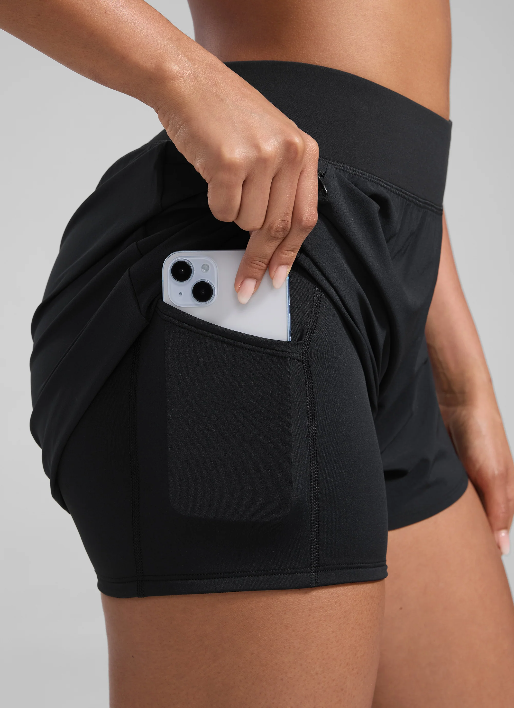Feathery-Fit Soft 2 in 1 Zip Pocket Shorts 3" - Image 8