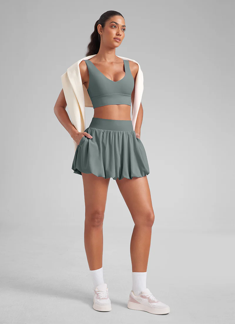 Feathery-Fit Soft Bubble Hem Balloon Ruffle Skort - Image 18