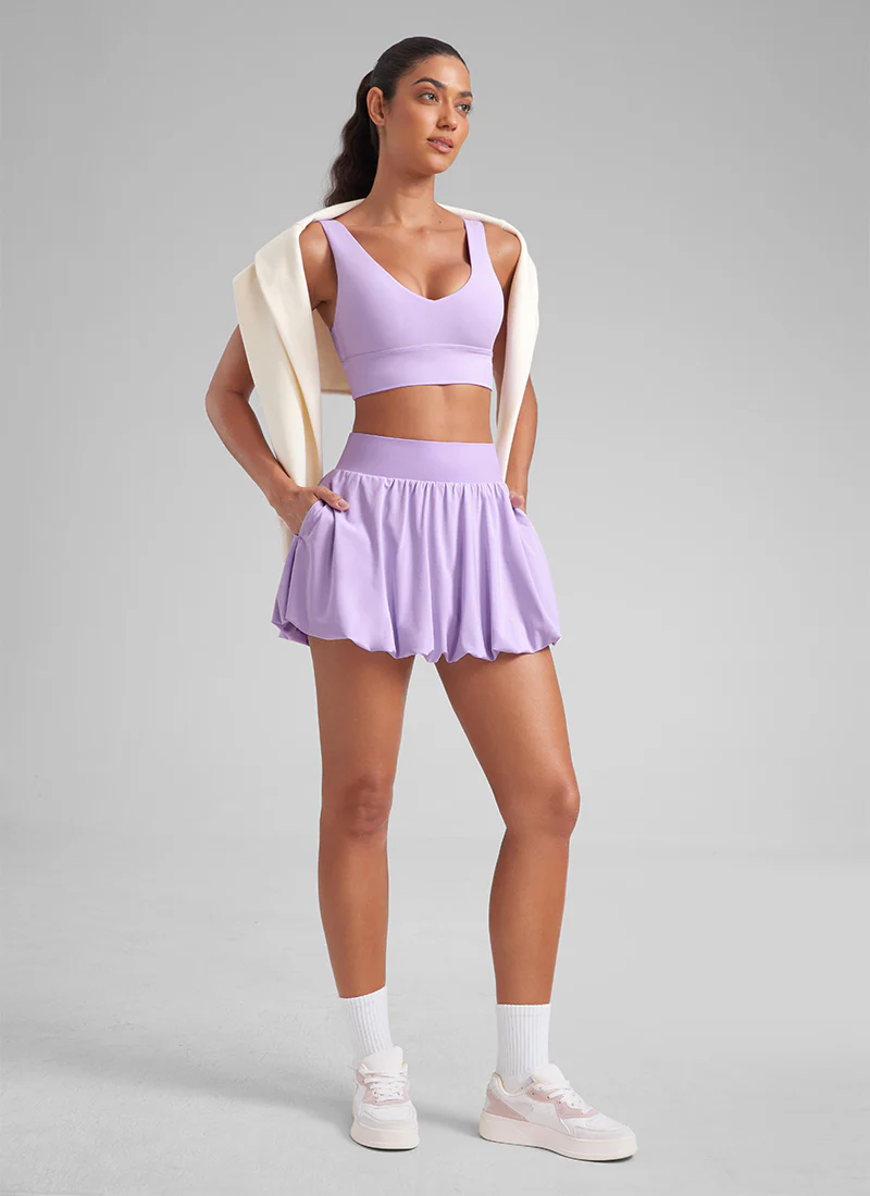 Feathery-Fit Soft Bubble Hem Balloon Ruffle Skort - Image 24