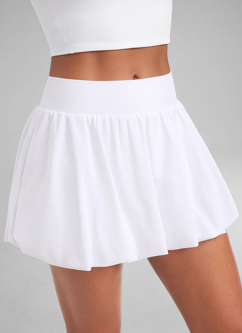 Feathery-Fit Soft Bubble Hem Balloon Ruffle Skort - Image 9