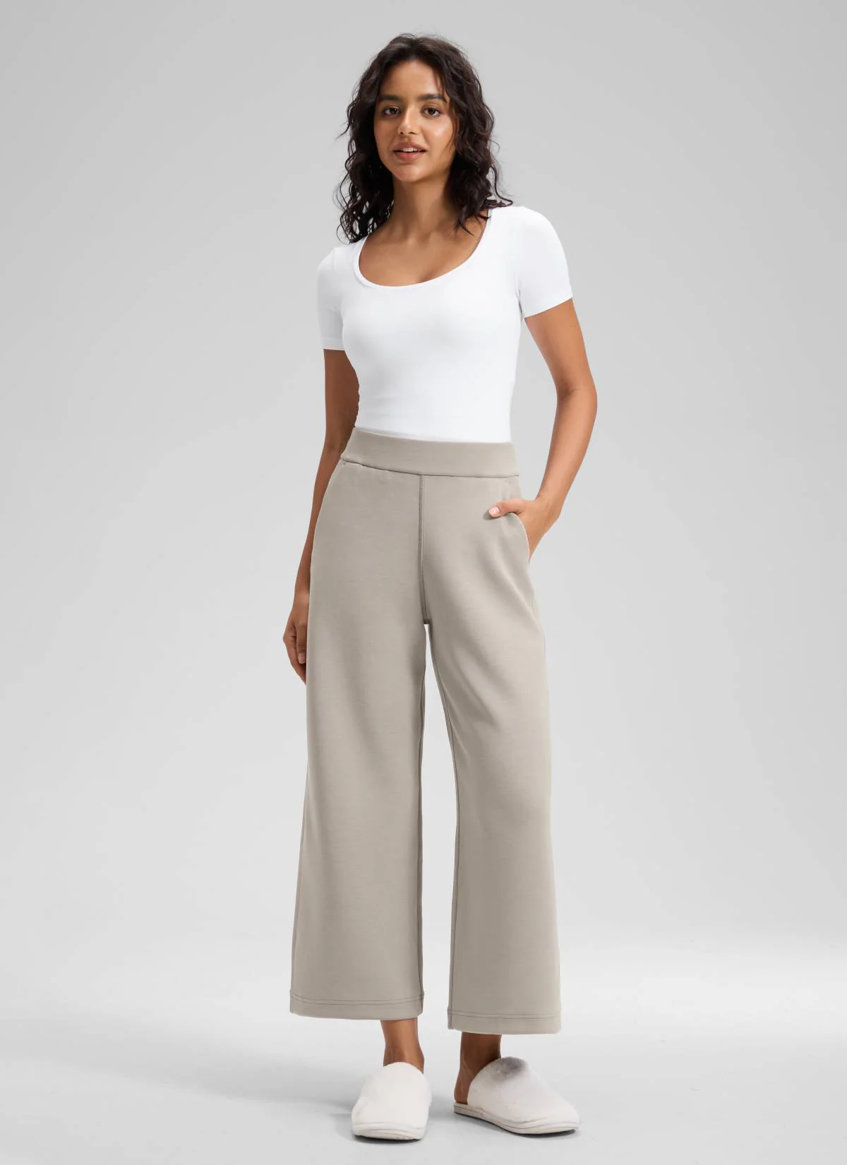 SoftAura Wide Leg Cropped Sweatpant 25" - Image 27