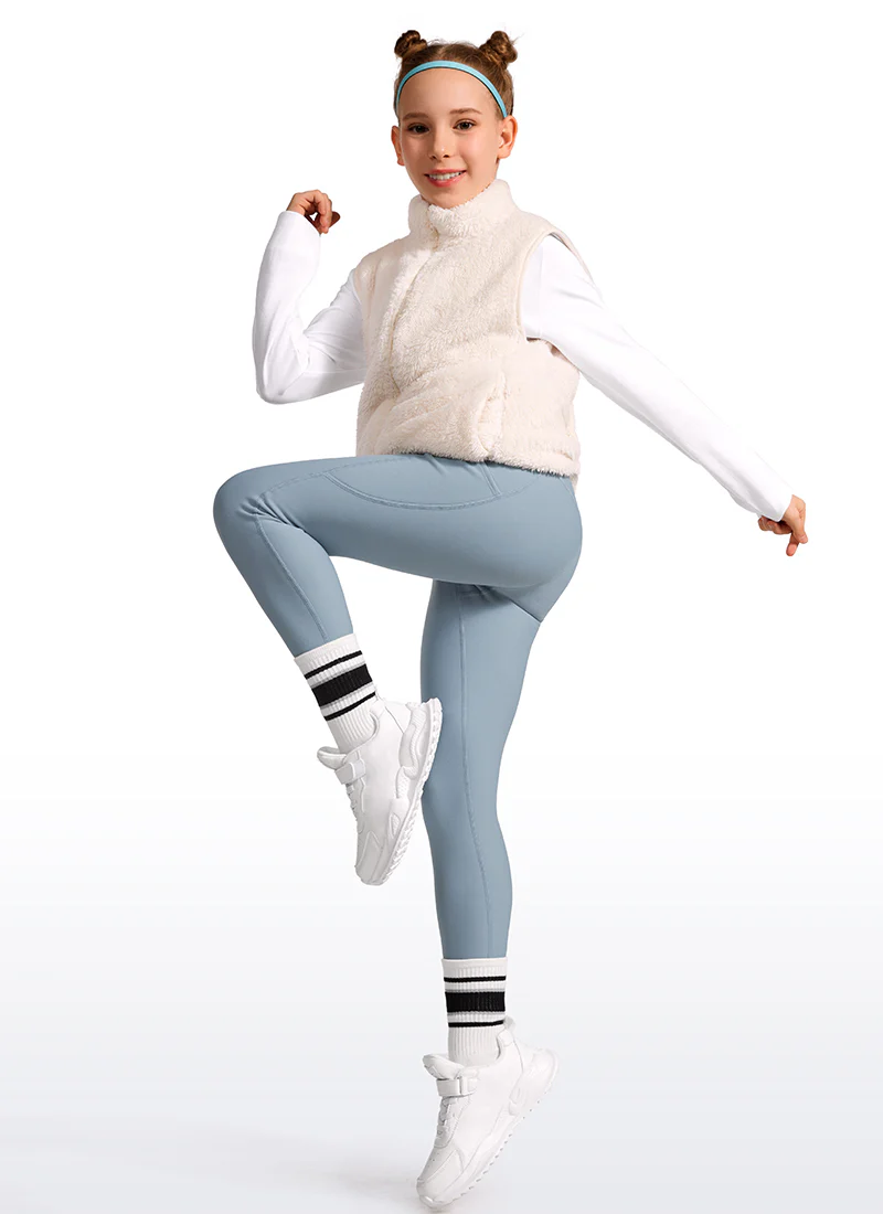 Thermal Fleece Lined Soft Girls Water-Resistant Pocketed Leggings - Image 3