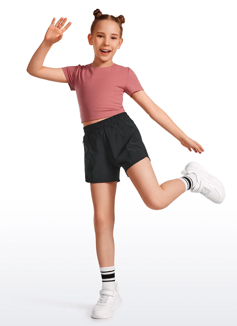 Feathery-Fit Soft Girls Mesh Liner Shorts with Zip Pockets - Image 3