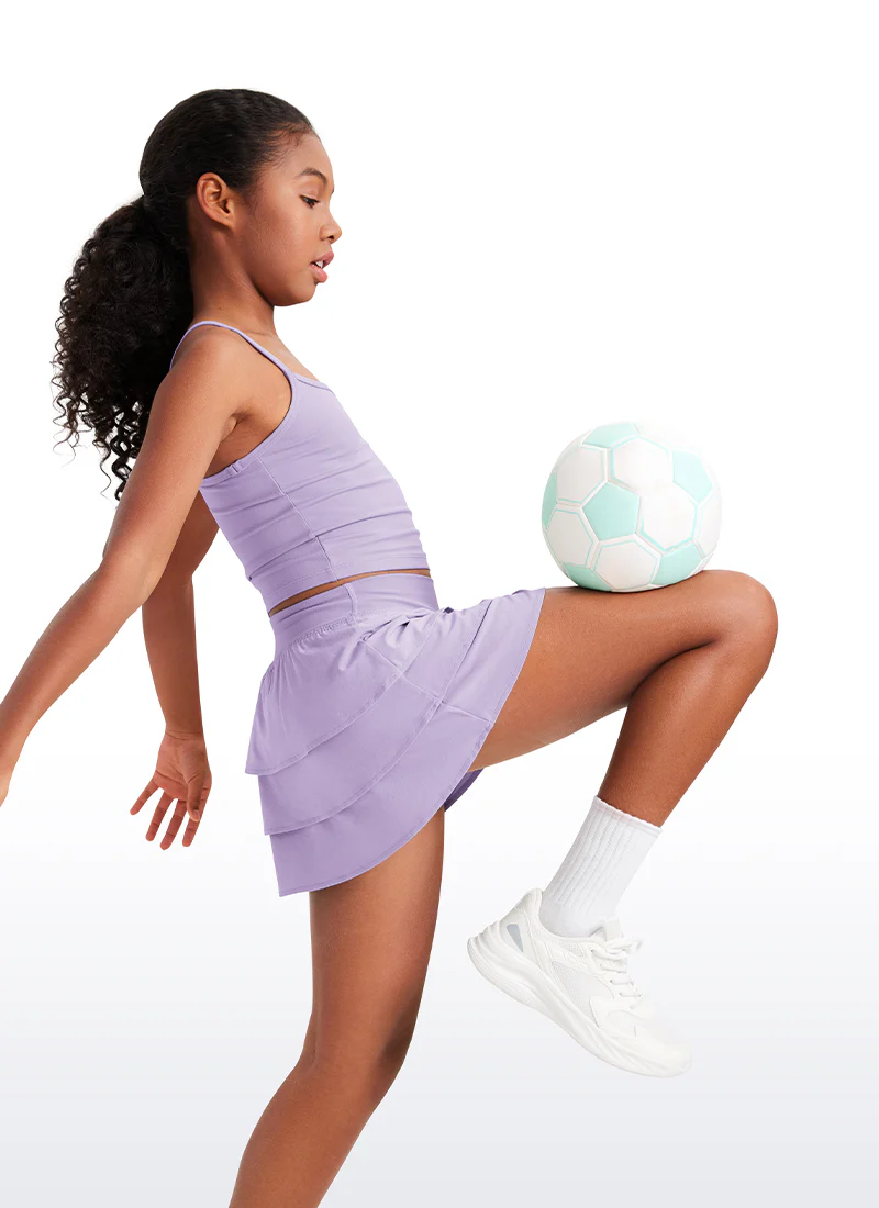 Feathery-Fit Soft Girls Athletic Ruffle Skirts with Shorts - Image 13