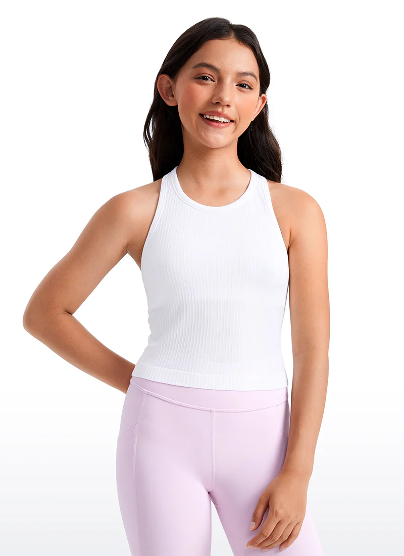 Girls Seamless Ribbed Scoop Neck Tank Racerback - Image 16
