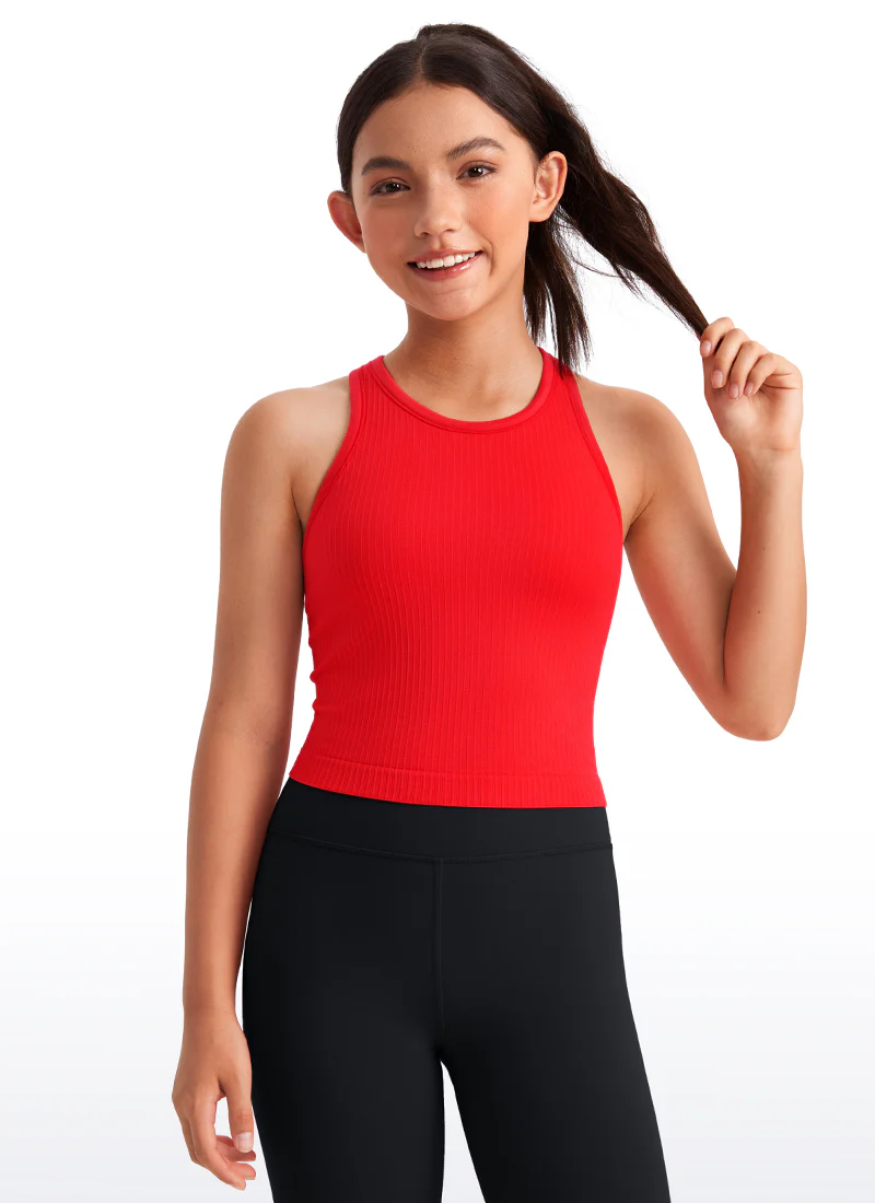 Girls Seamless Ribbed Scoop Neck Tank Racerback - Image 6