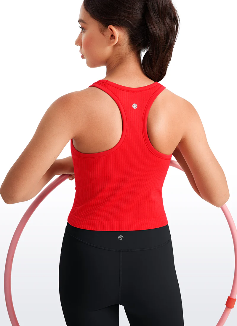 Girls Seamless Ribbed Scoop Neck Tank Racerback - Image 9
