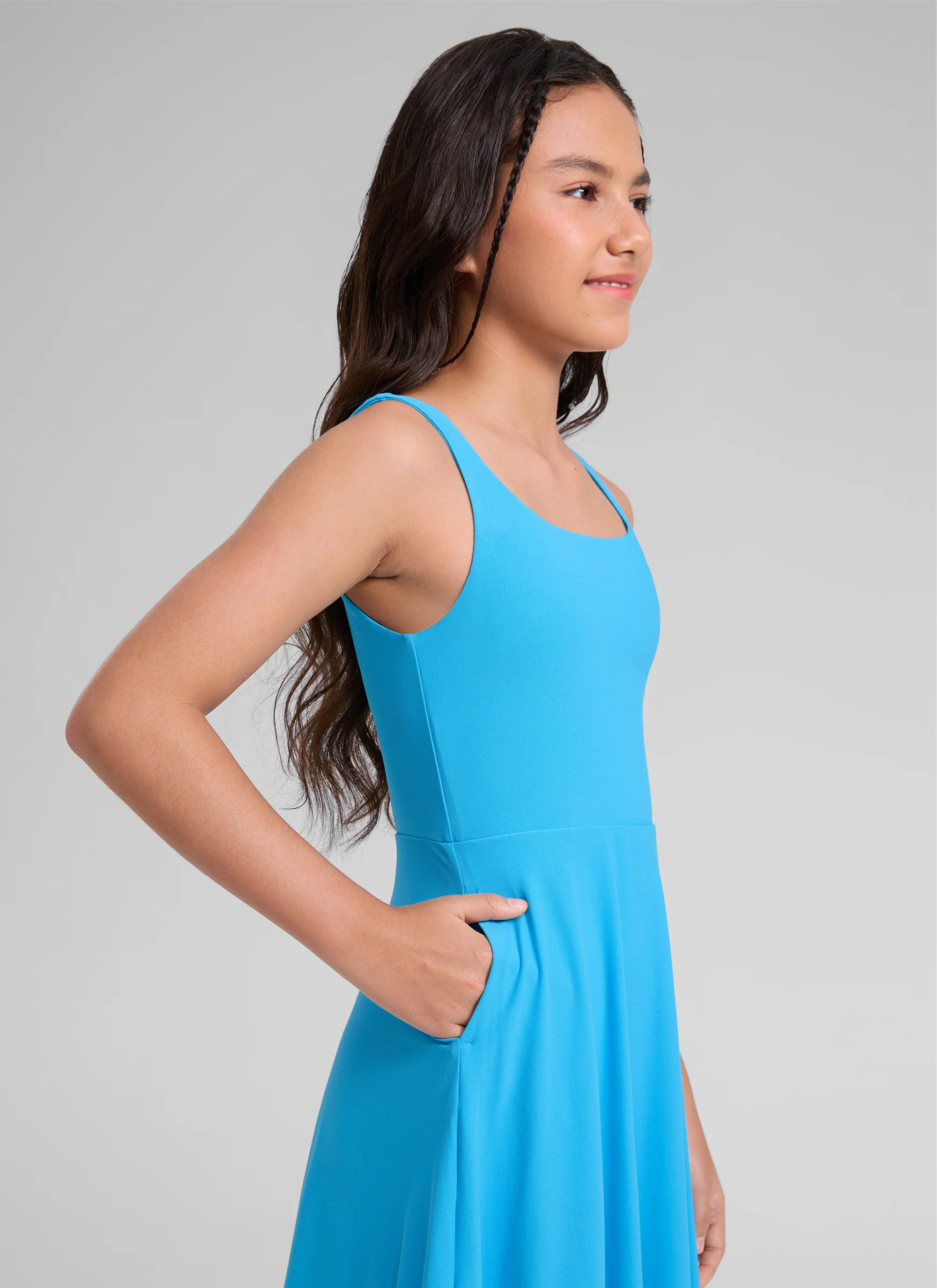 Girls Cloudweight Double Lined Pocket Midi Dress - Image 13