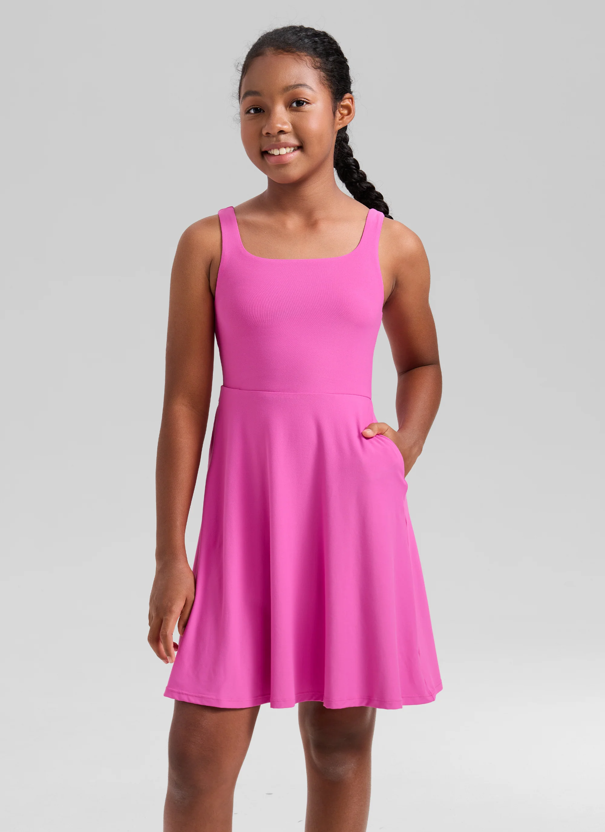 Girls Cloudweight Double Lined Pocket Midi Dress - Image 6