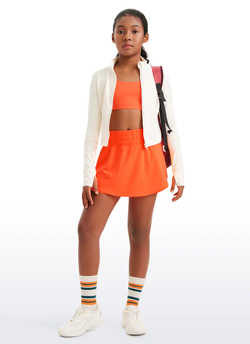 Feathery-Fit Soft Girls High Waisted 2 in 1 Flowy Shorts 2.5'' with Zip Pocket - Image 11