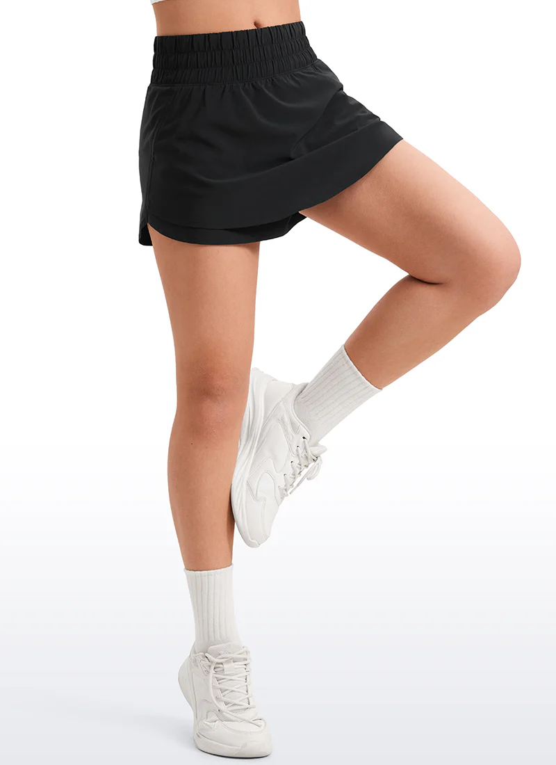 Feathery-Fit Soft Girls High Waisted 2 in 1 Flowy Shorts 2.5'' with Zip Pocket - Image 15