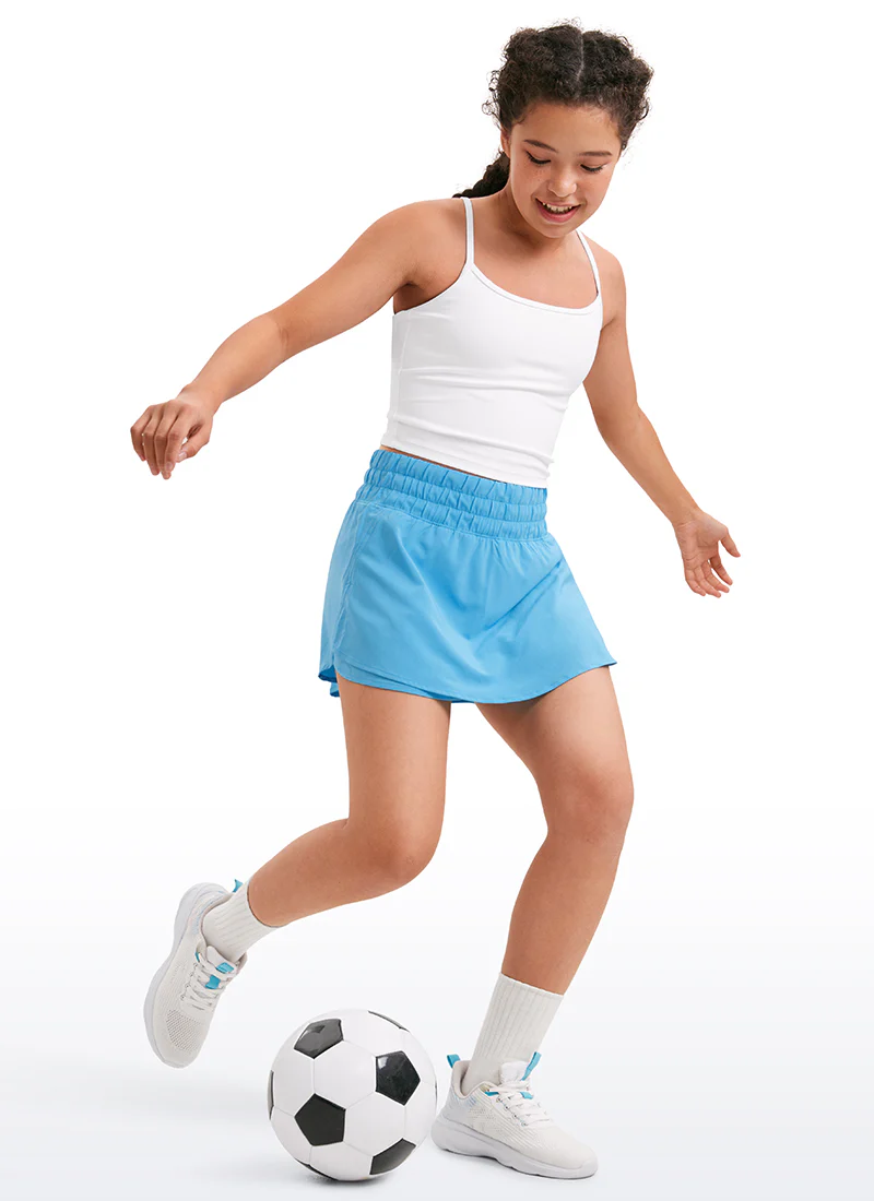 Feathery-Fit Soft Girls High Waisted 2 in 1 Flowy Shorts 2.5'' with Zip Pocket - Image 19