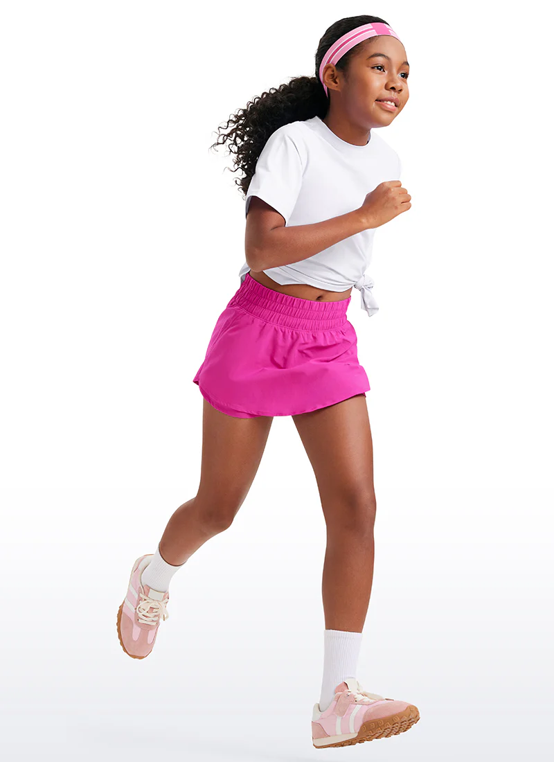 Feathery-Fit Soft Girls High Waisted 2 in 1 Flowy Shorts 2.5'' with Zip Pocket - Image 3