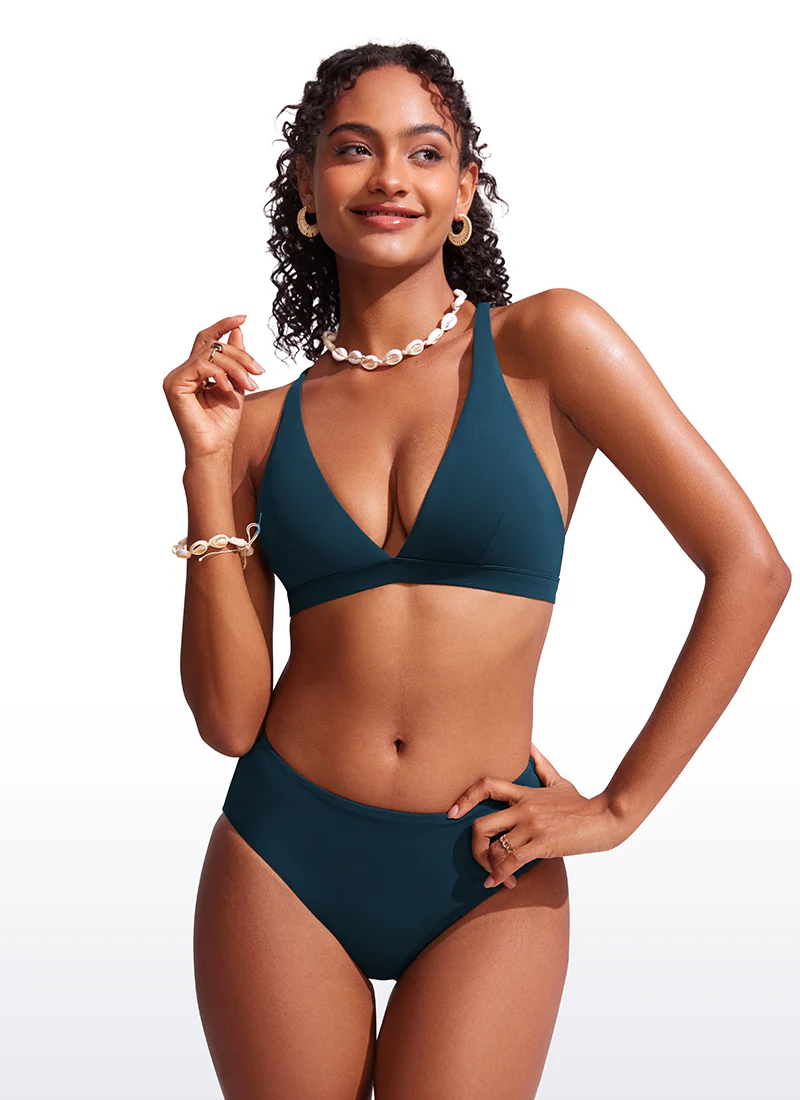 Sunshine Criss Cross Back V Neck Bikini Top - Image 13