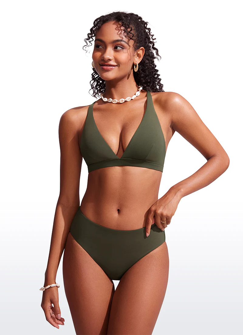 Sunshine Criss Cross Back V Neck Bikini Top - Image 28