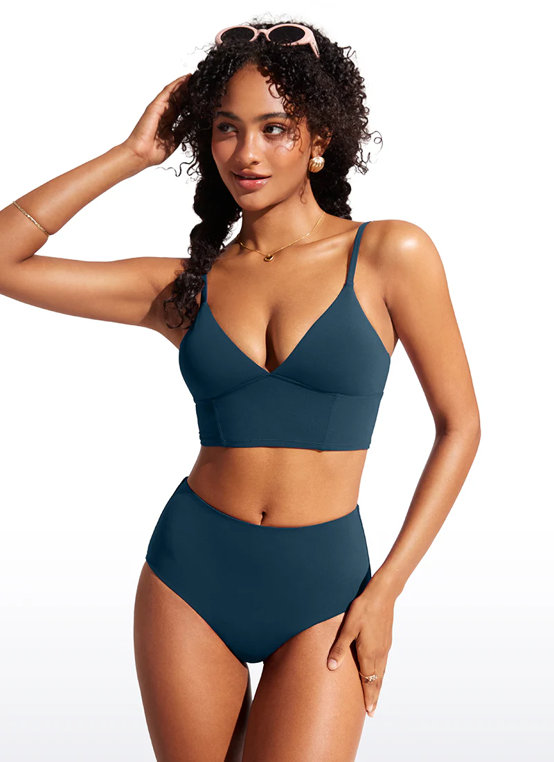 Sunshine Deep V Neck Strappy Bikini Top - Image 4