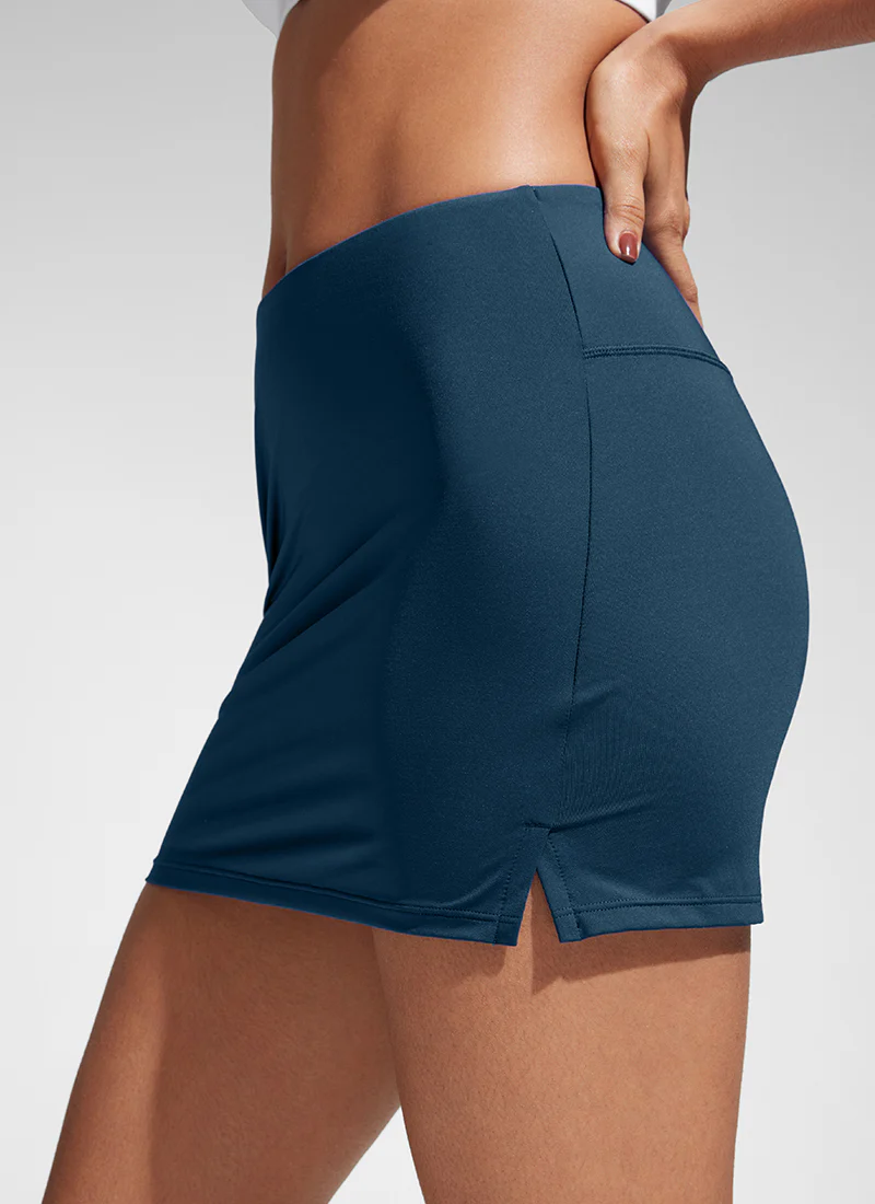 High Rise A Line Side Slit Swim Skirt - Image 5