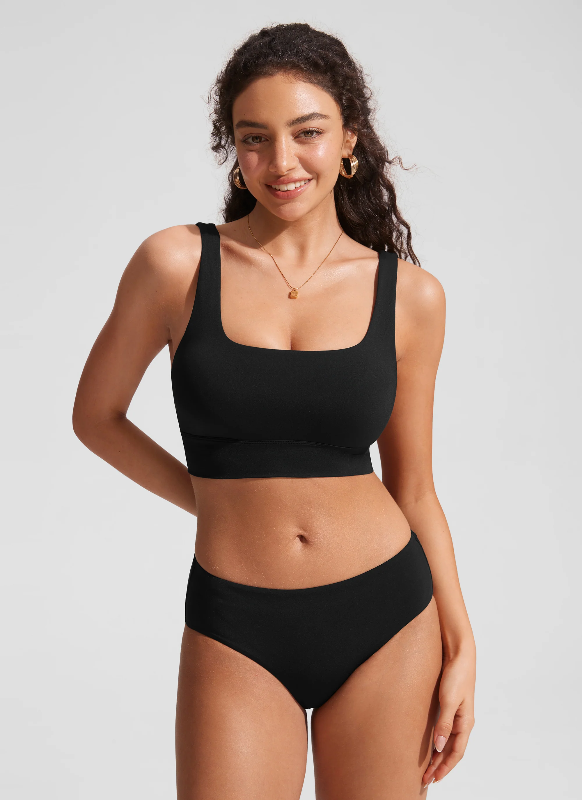 Supportive Modest Wide Straps Bikini Top - Image 5