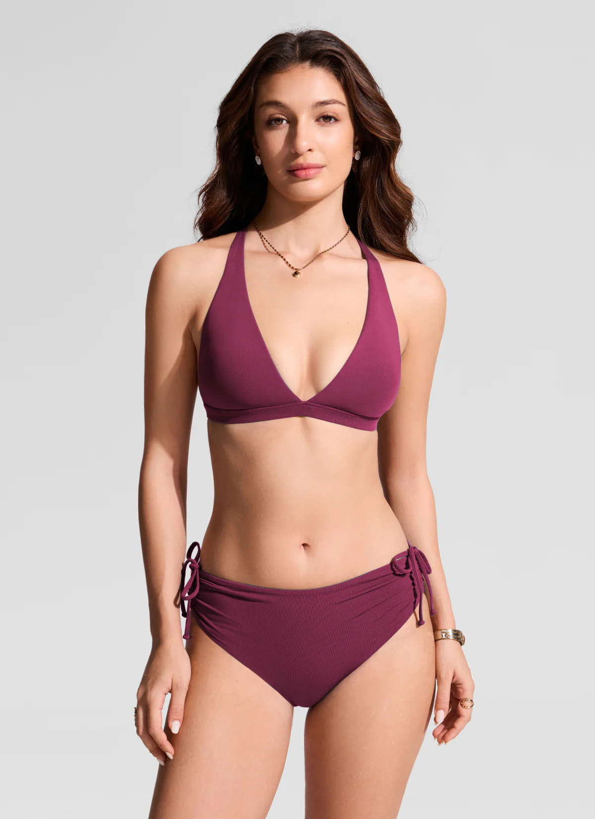 Deep V neck T back Triangle Bikini Top - Image 15