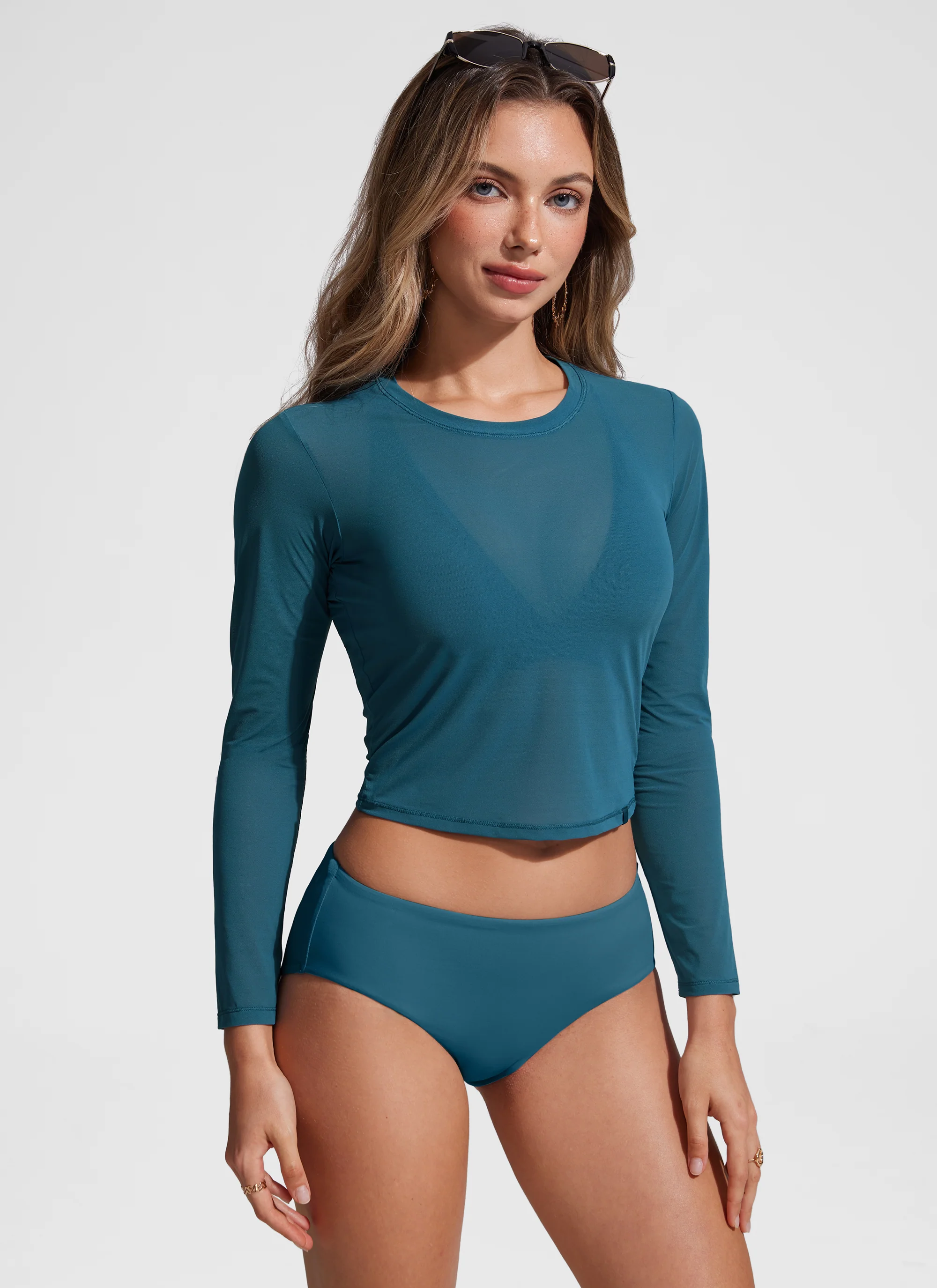 Cover Up Mesh Cropped Long Sleeve - Image 9