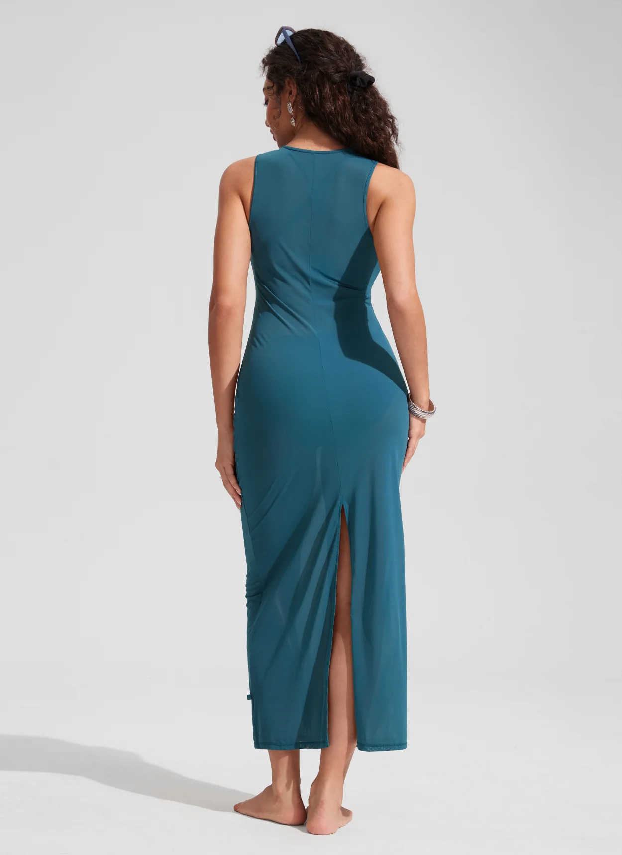 Mesh Midi Sleeveless Swimsuit Coverup with Back Slit - Image 12