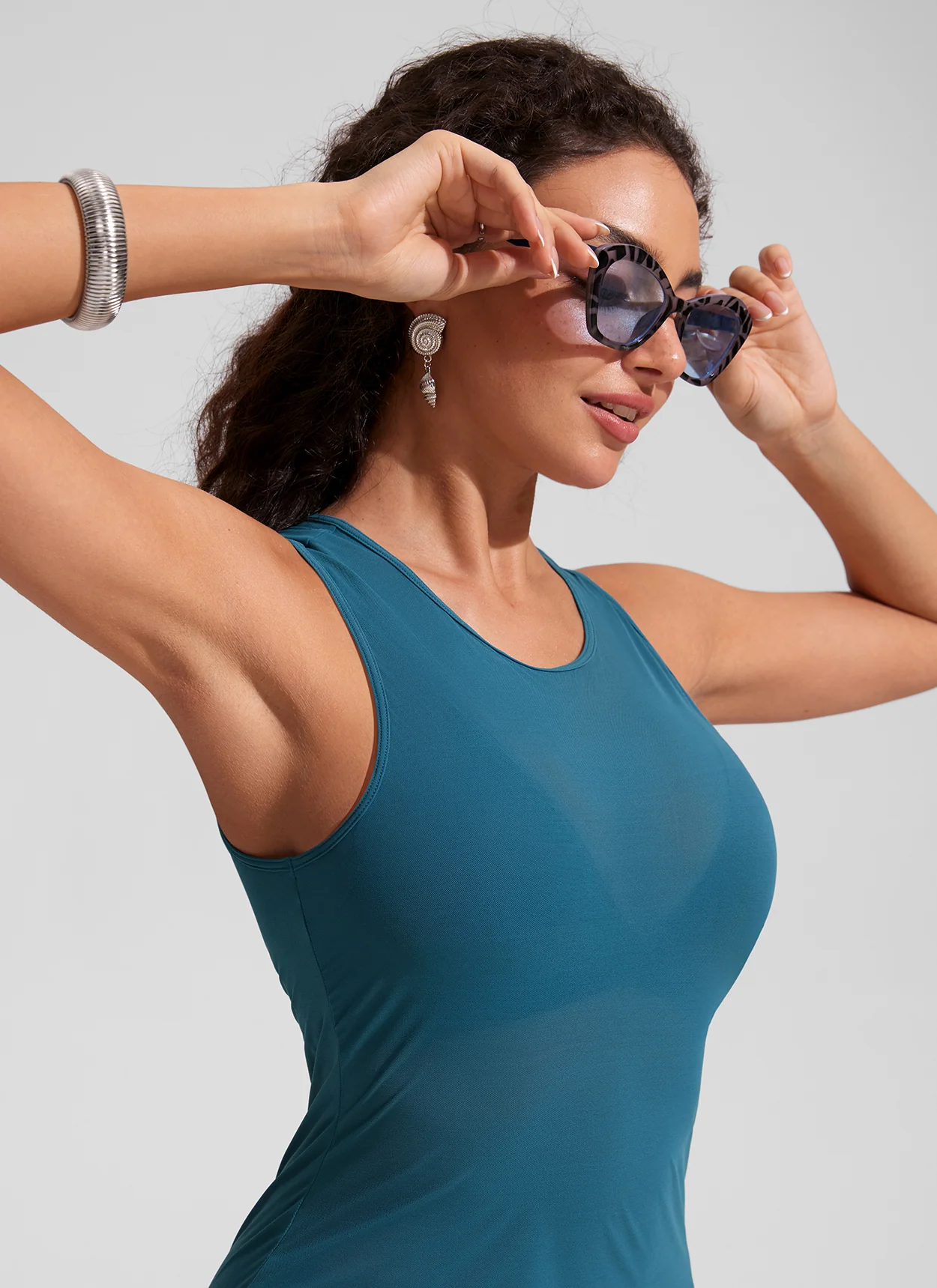 Mesh Midi Sleeveless Swimsuit Coverup with Back Slit - Image 14