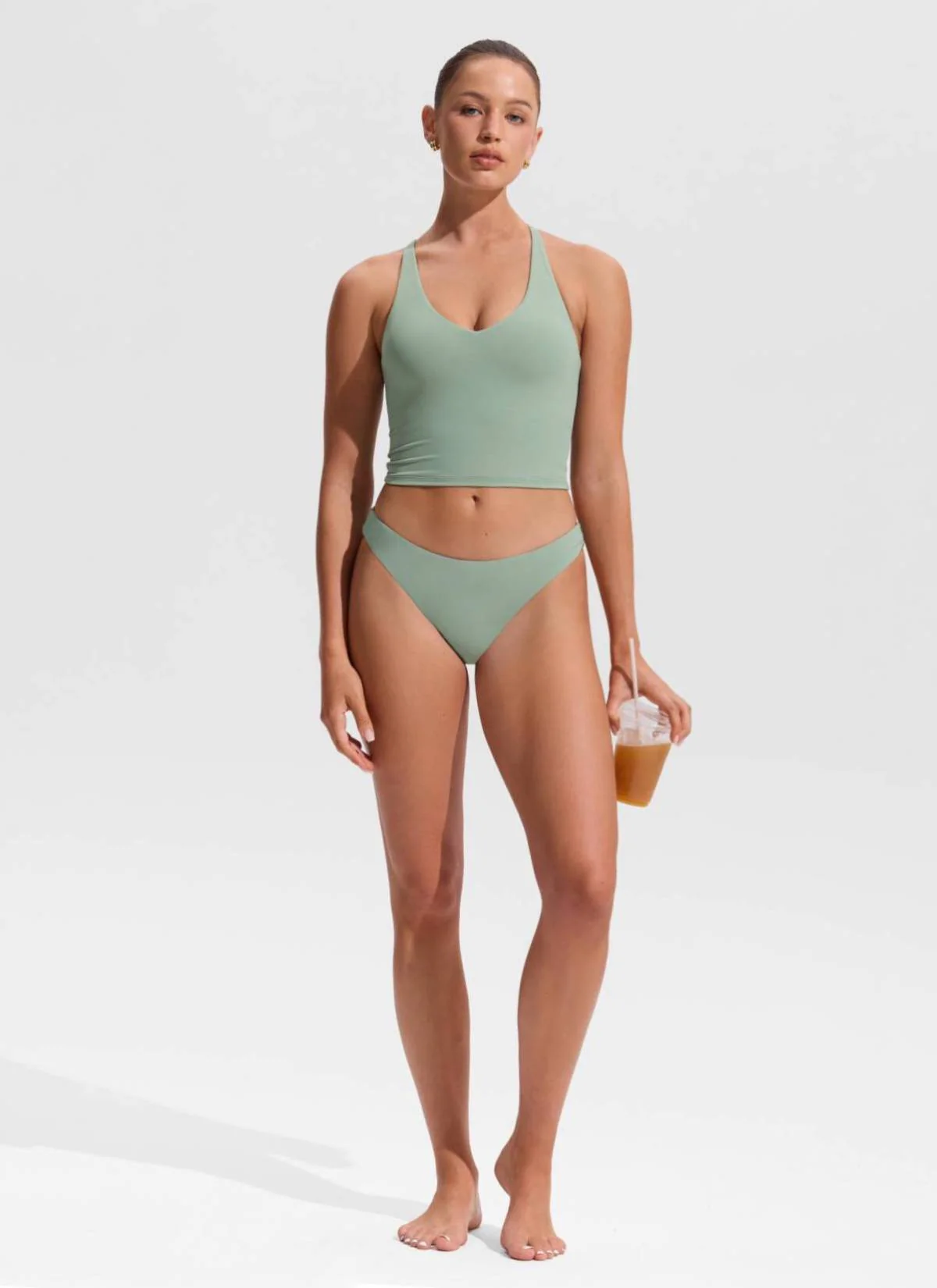 V Neck Criss Cross Back Crop Tankini - Image 13