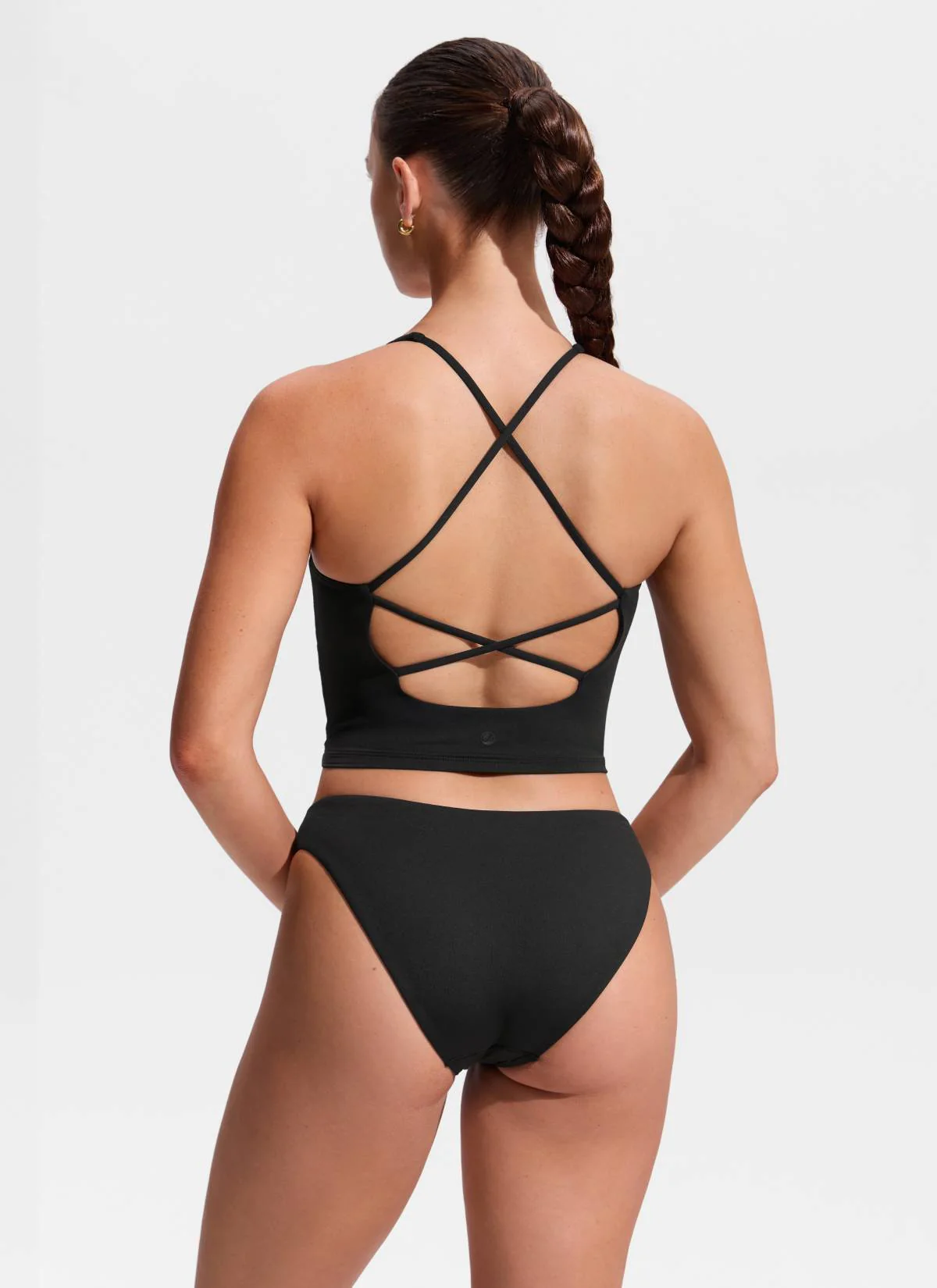 V Neck Criss Cross Back Crop Tankini - Image 22