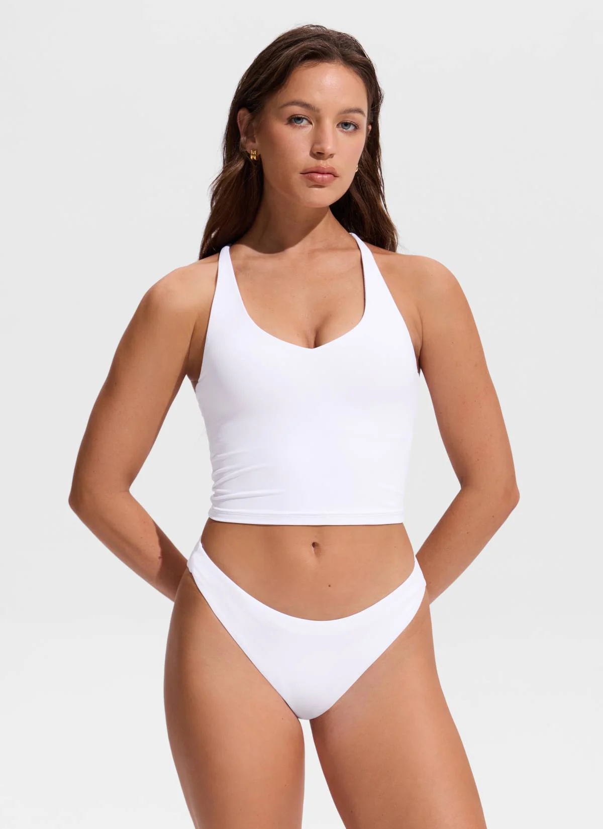 V Neck Criss Cross Back Crop Tankini - Image 26