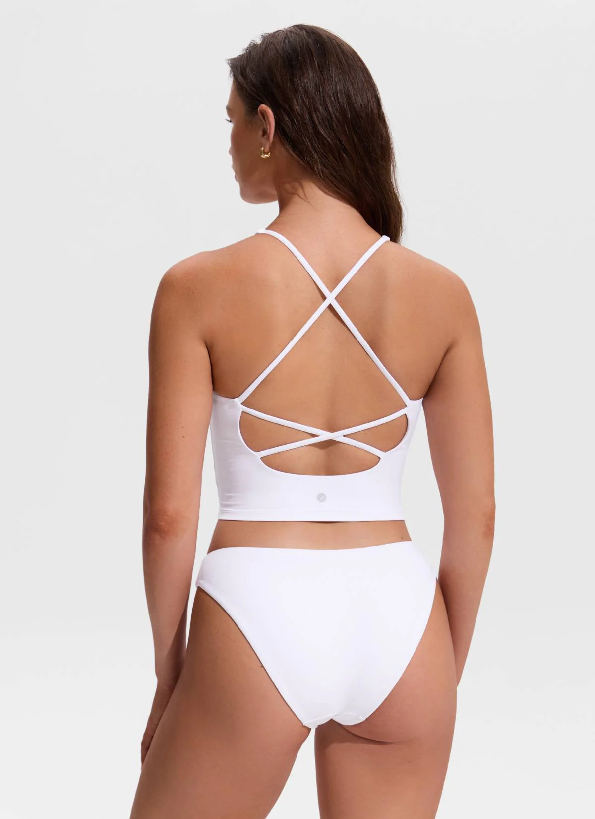 V Neck Criss Cross Back Crop Tankini - Image 27